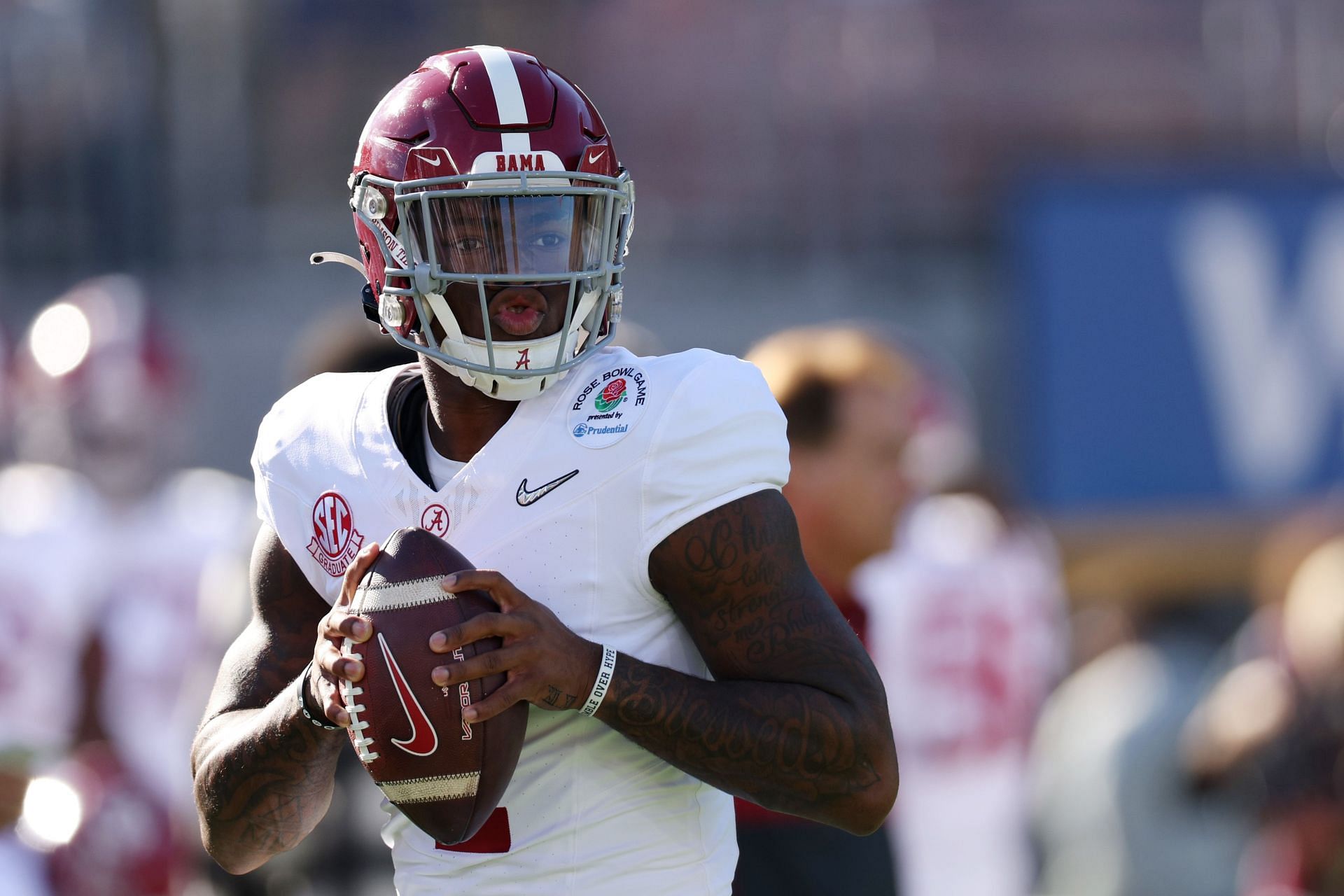 Jalen Milroe at the Rose Bowl Game - Alabama v Michigan