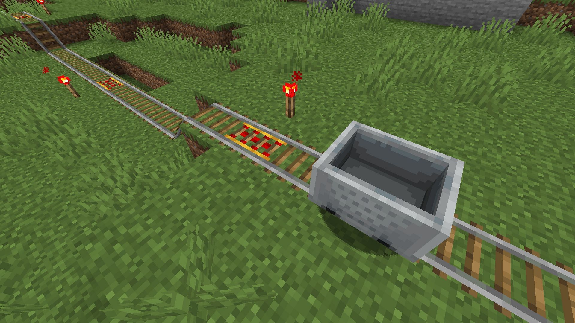 Minecart rails will never be viable as they are due to their cost (Image via Mojang)