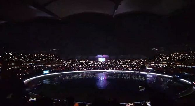 [Watch] Light show leaves Hyderabad crowd mesmerized amid rain delay during SRH vs GT IPL 2024 match