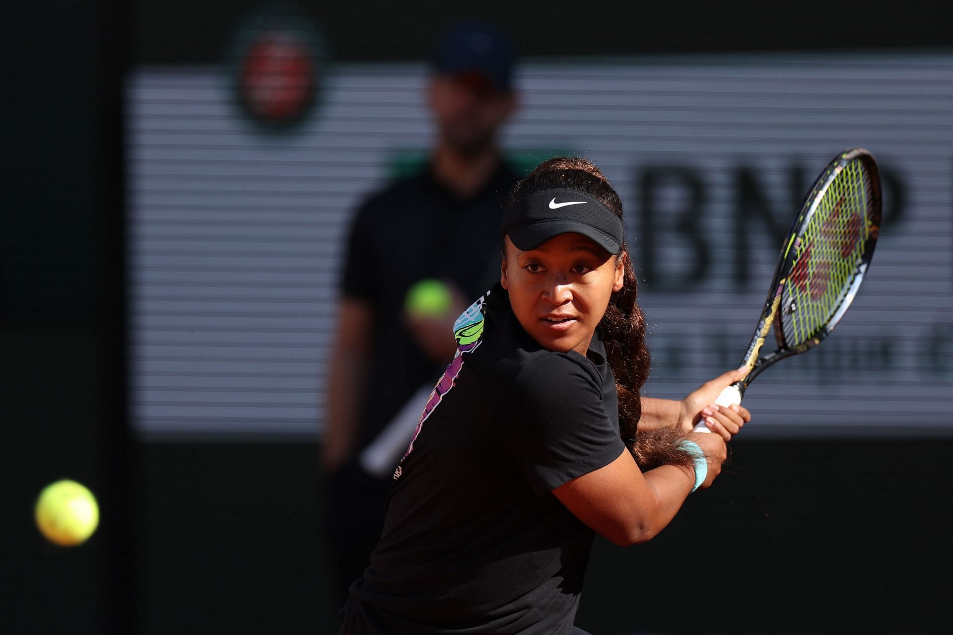 Naomi Osaka at a practice session at the 2024 French Open