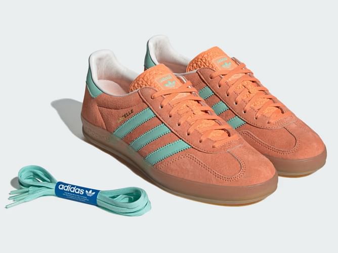 Adidas Gazelle indoor "Easy Orange" shoes: Detailed look