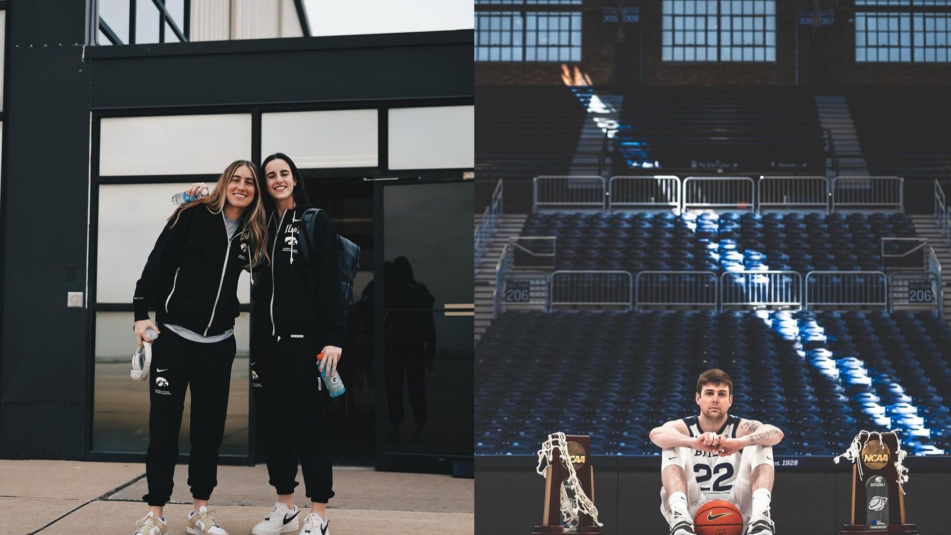 Basketball stars Caitlin Clark, Kate Martin and Patrick McCaffery