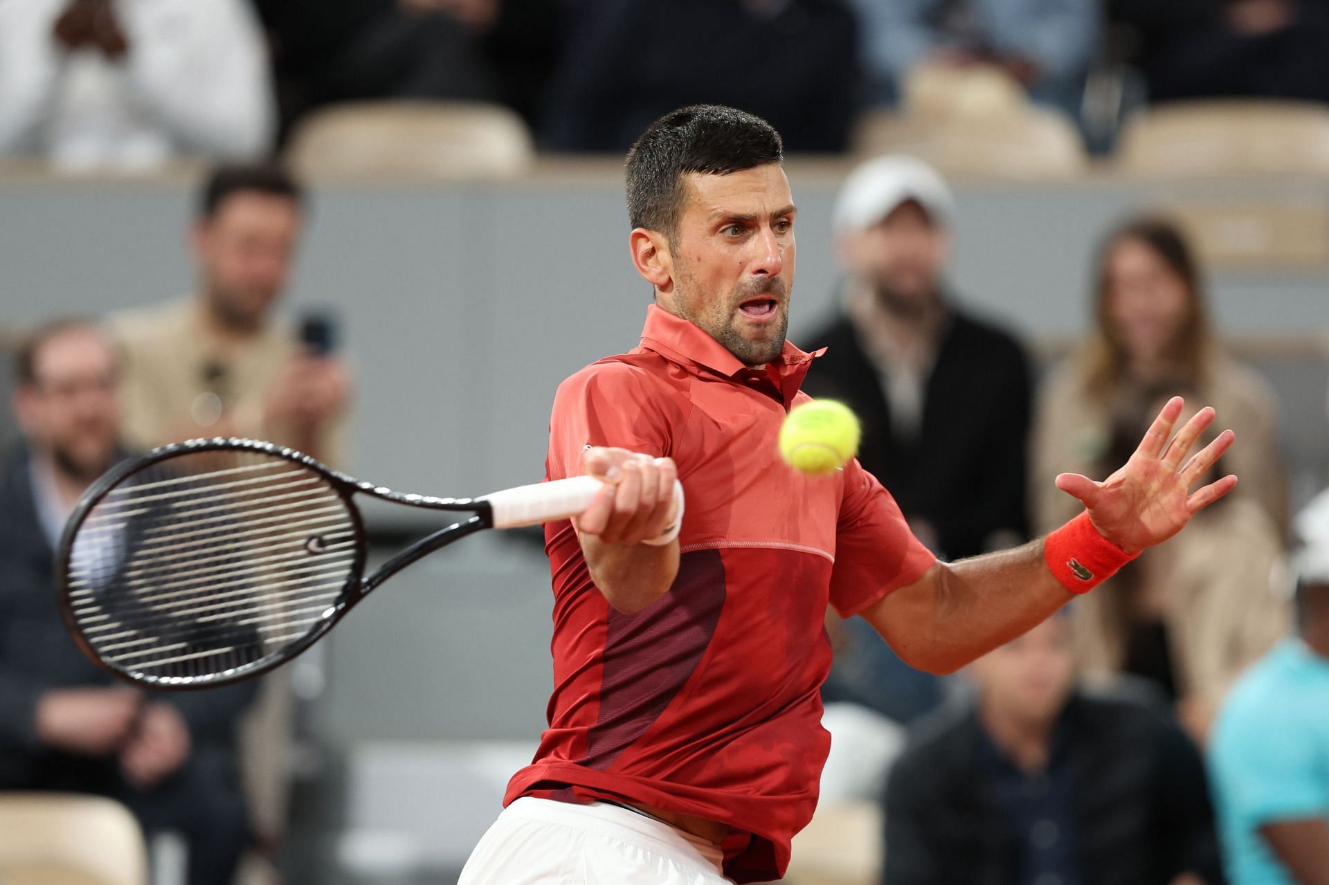 Novak Djokovic in action at the French Open