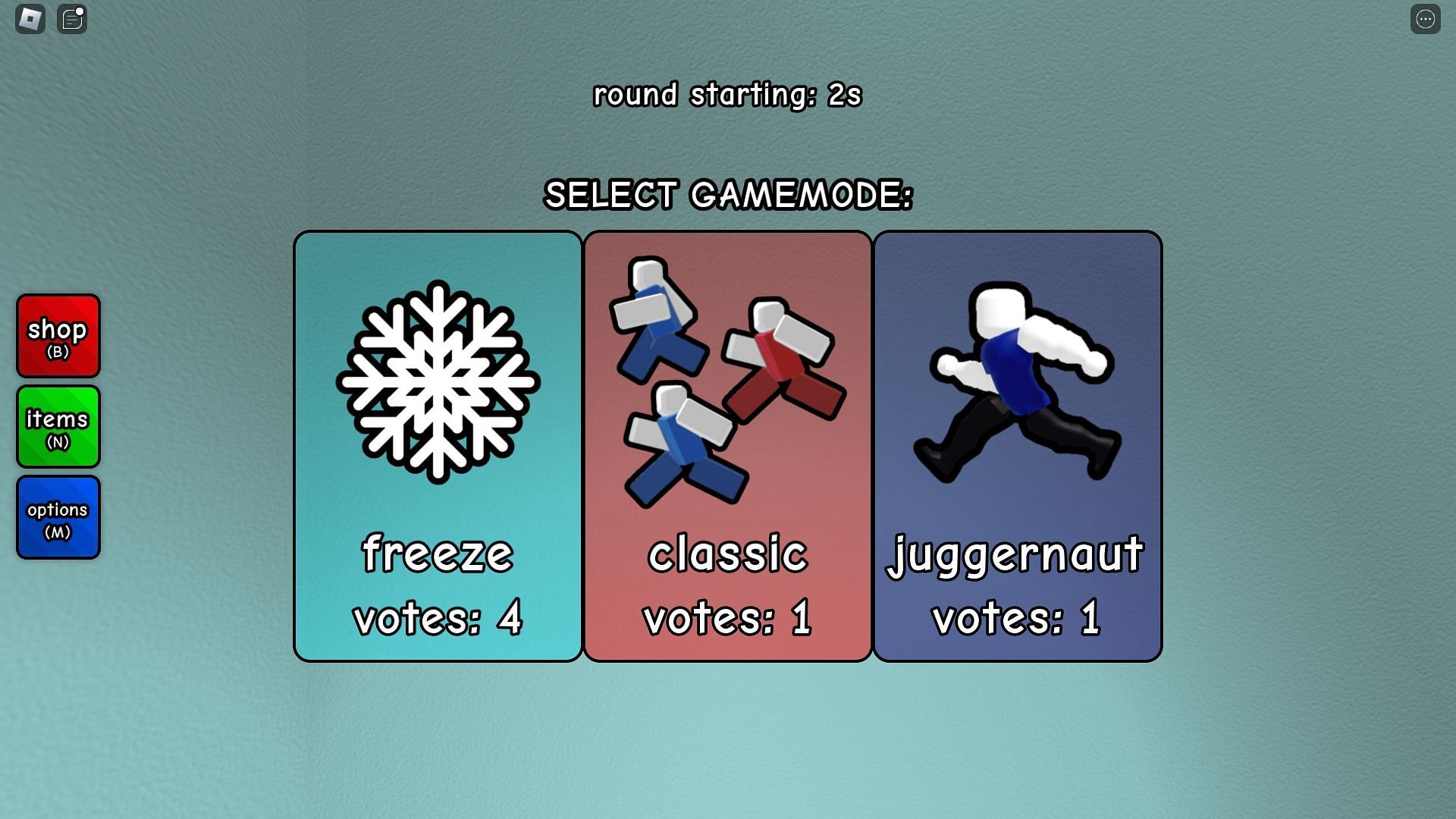 Choosing a game mode before the match starts (Image via Roblox)