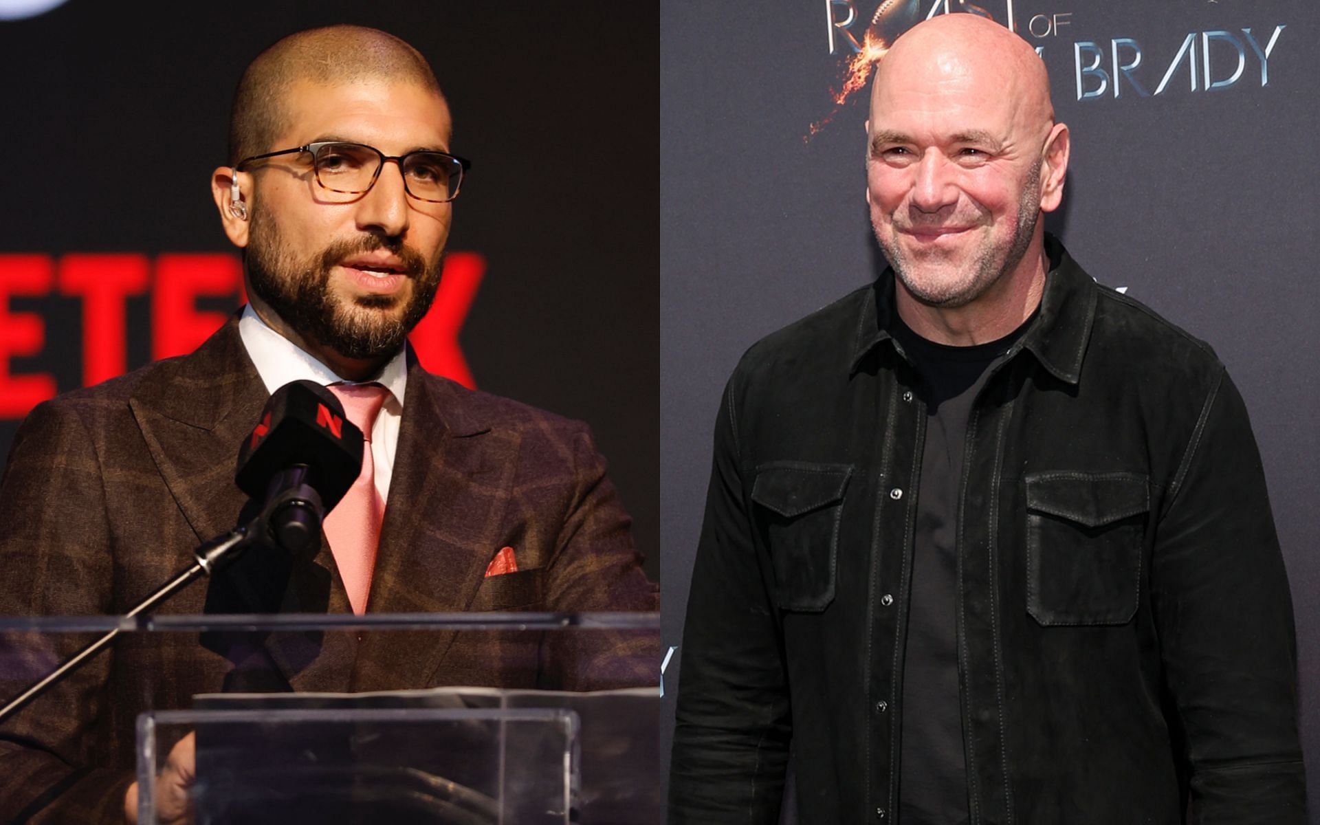 Ariel Helwani (left) talks about Dana White