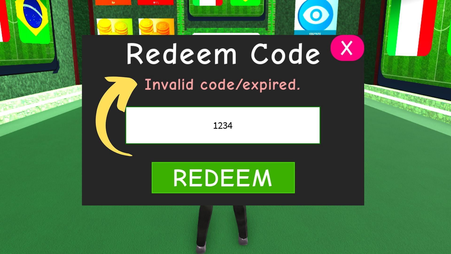 Realistic Street Soccer invalid code issue (Image via Roblox || Sportskeeda)