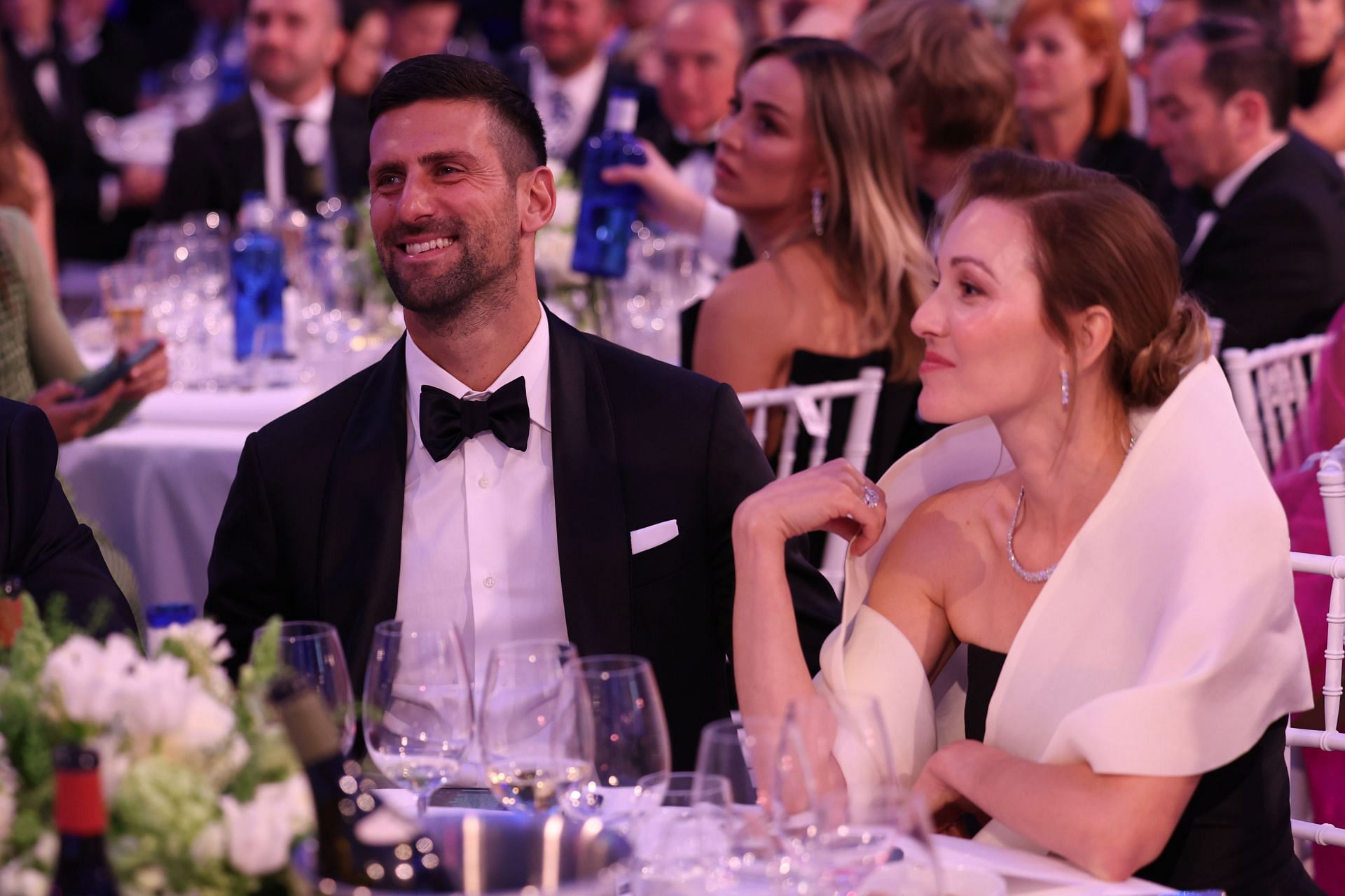 Novak Djokovic and wife Jelena at the 2024 Laureus World Sports Awards in Madrid