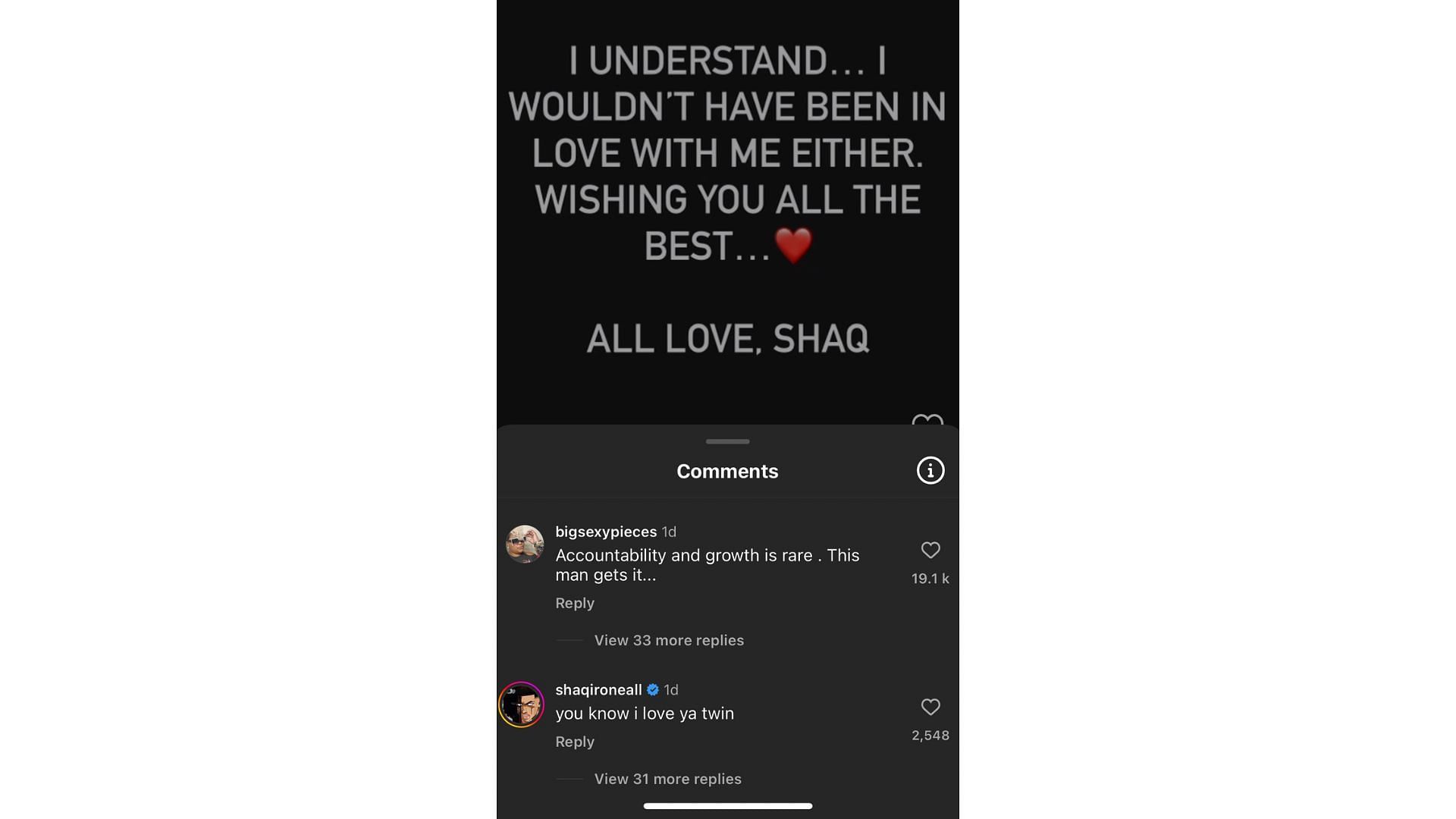 Shaq&rsquo;s son commented under his now-viral post.
