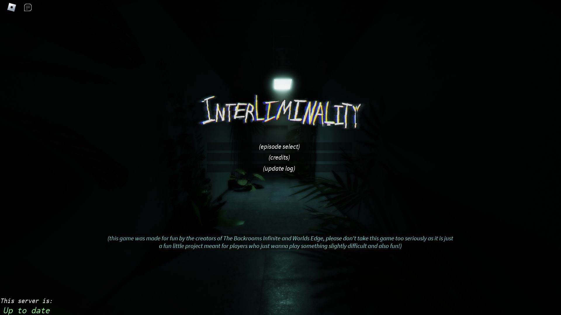 Interliminality title screen (Image via Roblox)