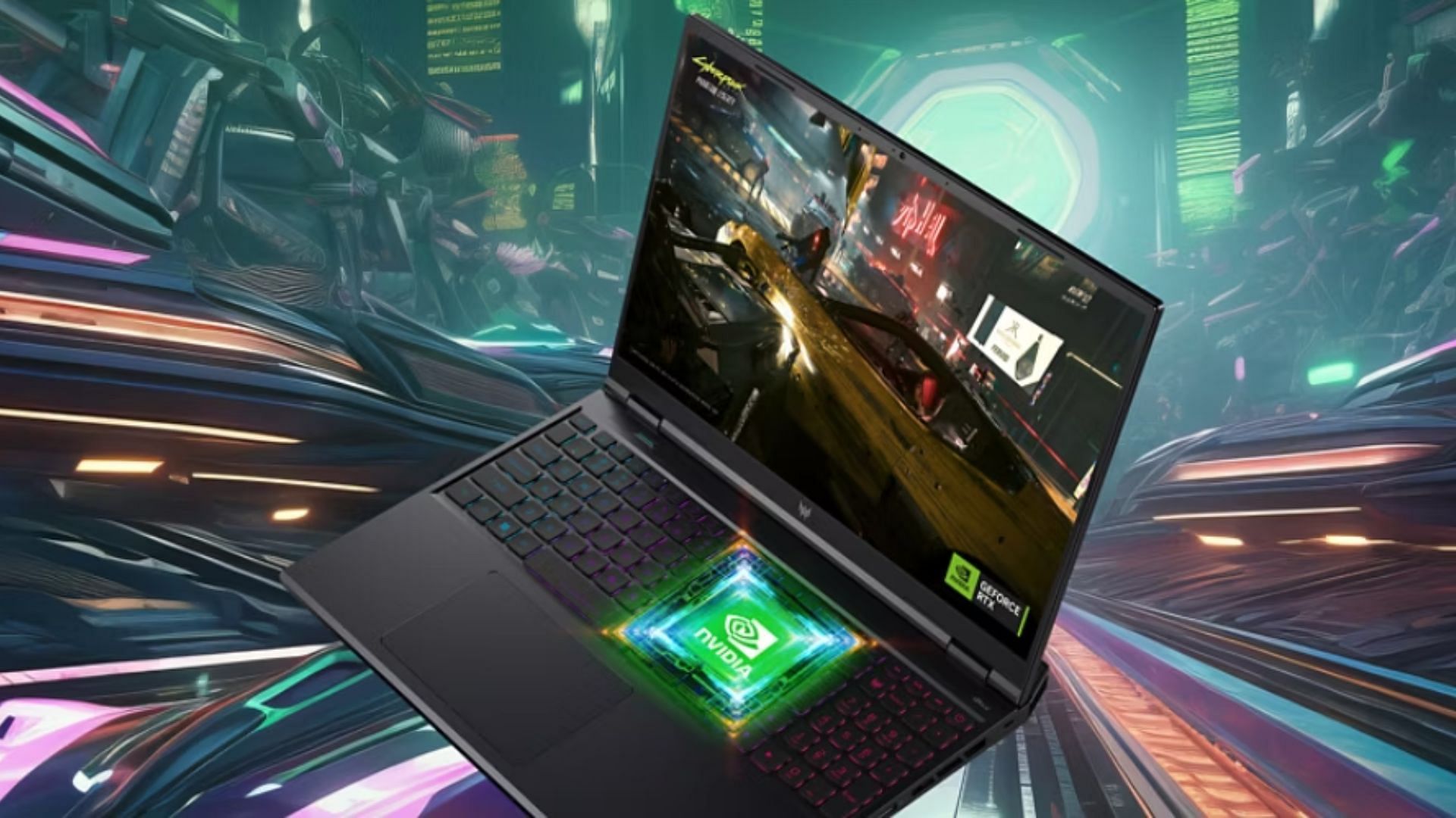 RTX 40 series laptops offer features like DLSS upscaling and AI frame generation (Image via Acer)