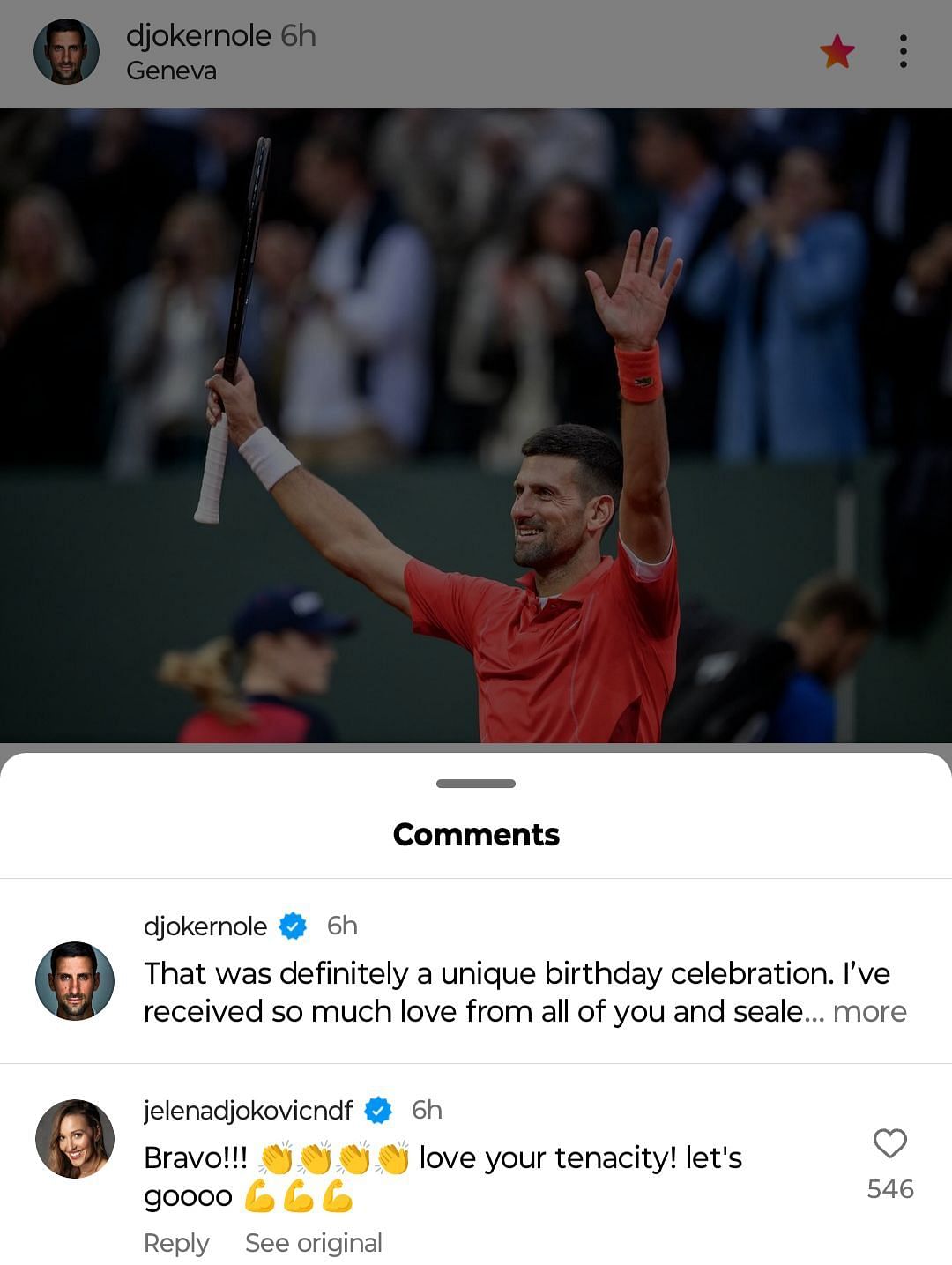 Jelena Djokovic&#039;s comment