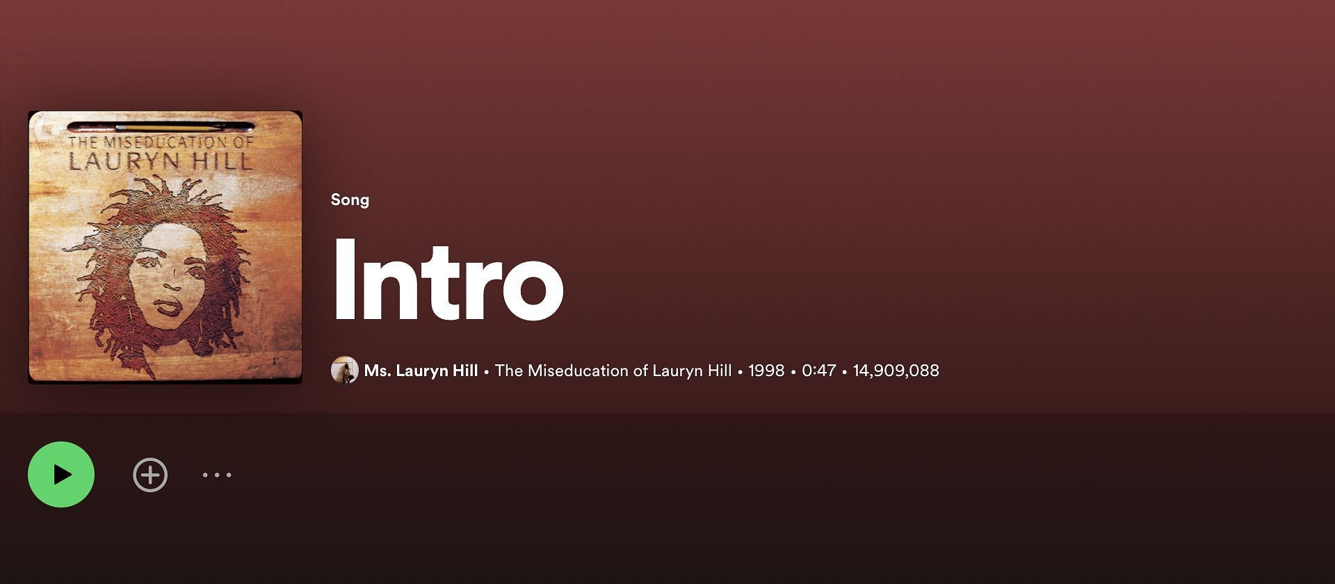 Track 1 of Lauryn&#039;s debut album &#039;The Miseducation of Lauryn Hill&#039; (Image via Spotify)
