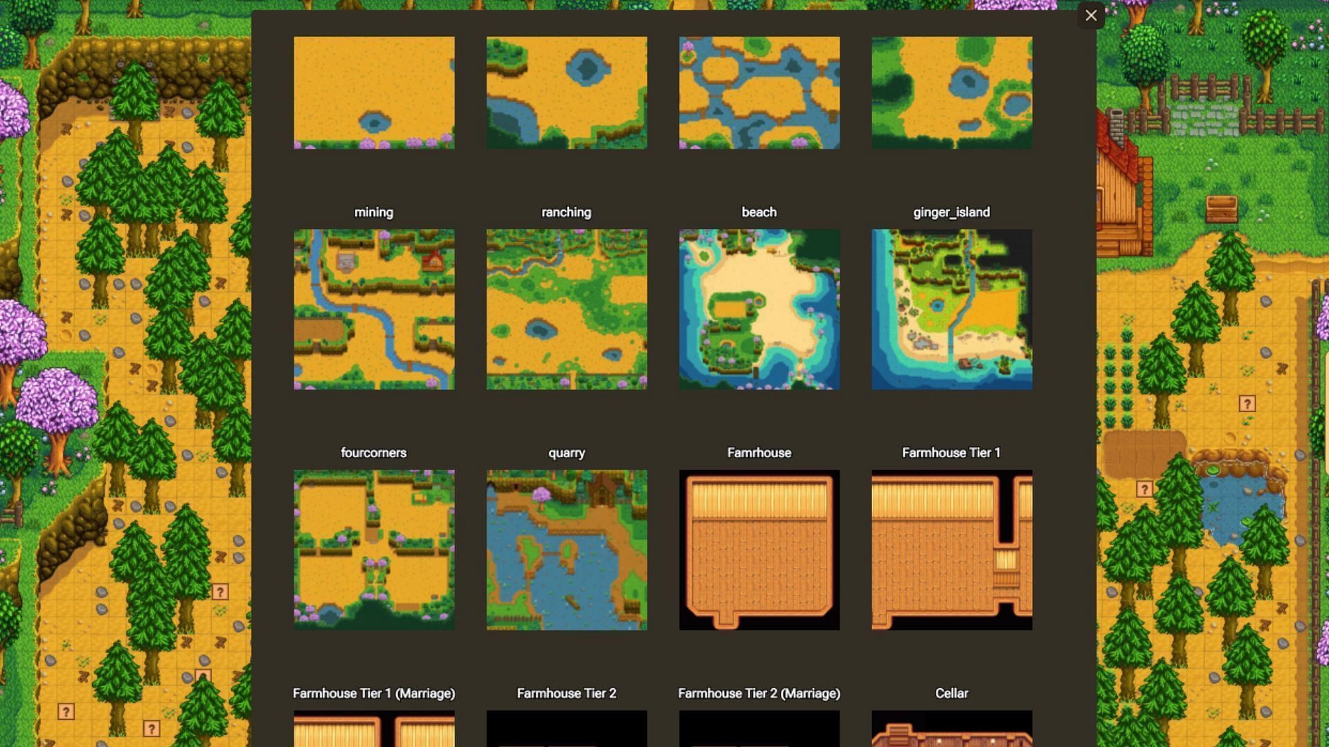 The planner lets you choose from a variety of farm layouts (Image via ConcernedApe || Sportskeeda)