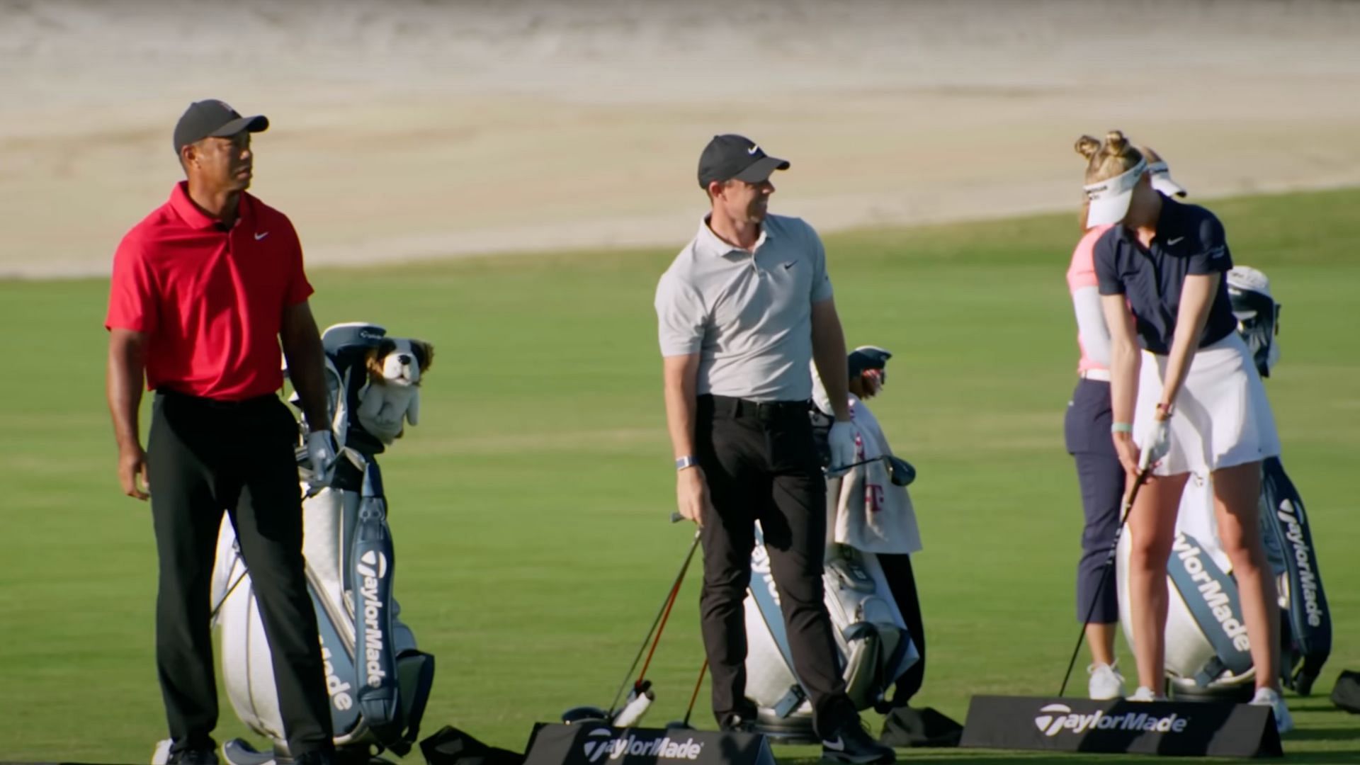 Tiger Woods, Rory McIlroy, Nelly Korda (Image via YouTube @/TaylorMade)