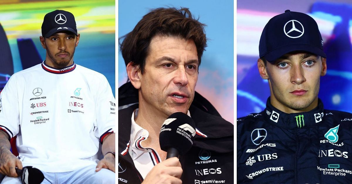 Mercedes boss Toto Wolff (center) highlights the need to improve as Lewis Hamilton (L) and George Russell (R) are unable to reap the benefits of the W15