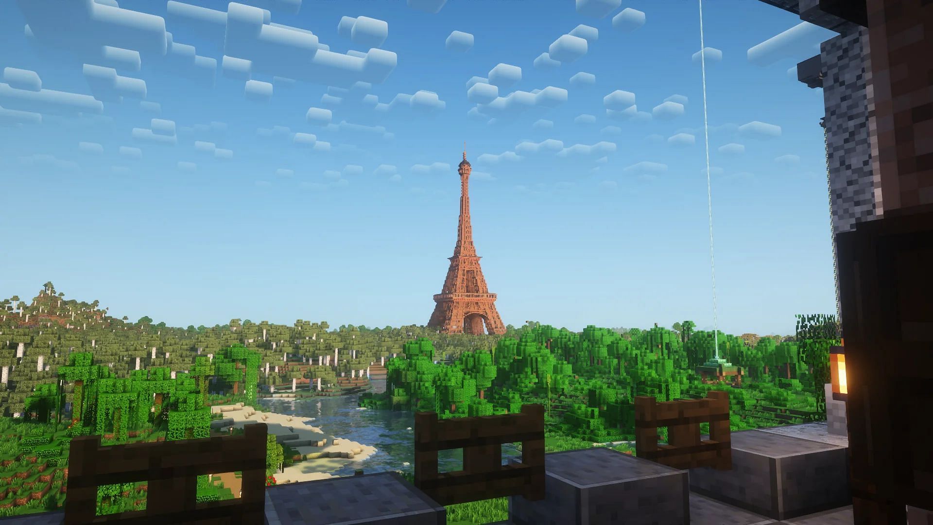 Real-world structures like the Eiffel Tower can be a great means of creating Minecraft builds or practicing (Image via r/Hibreck/Reddit)