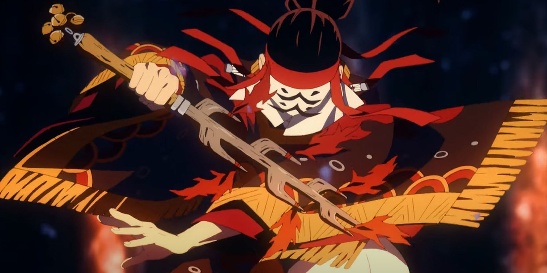 Tanjuro Kamado using the Hinokami Kagura in the Kimetsu no Yaiba anime (Image via Ufotable)