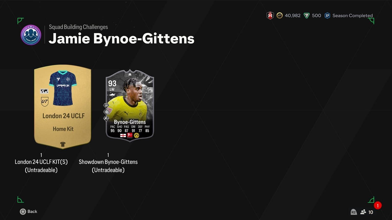 Bynoe-Gittens has amazing stats (Image via EA Sports)