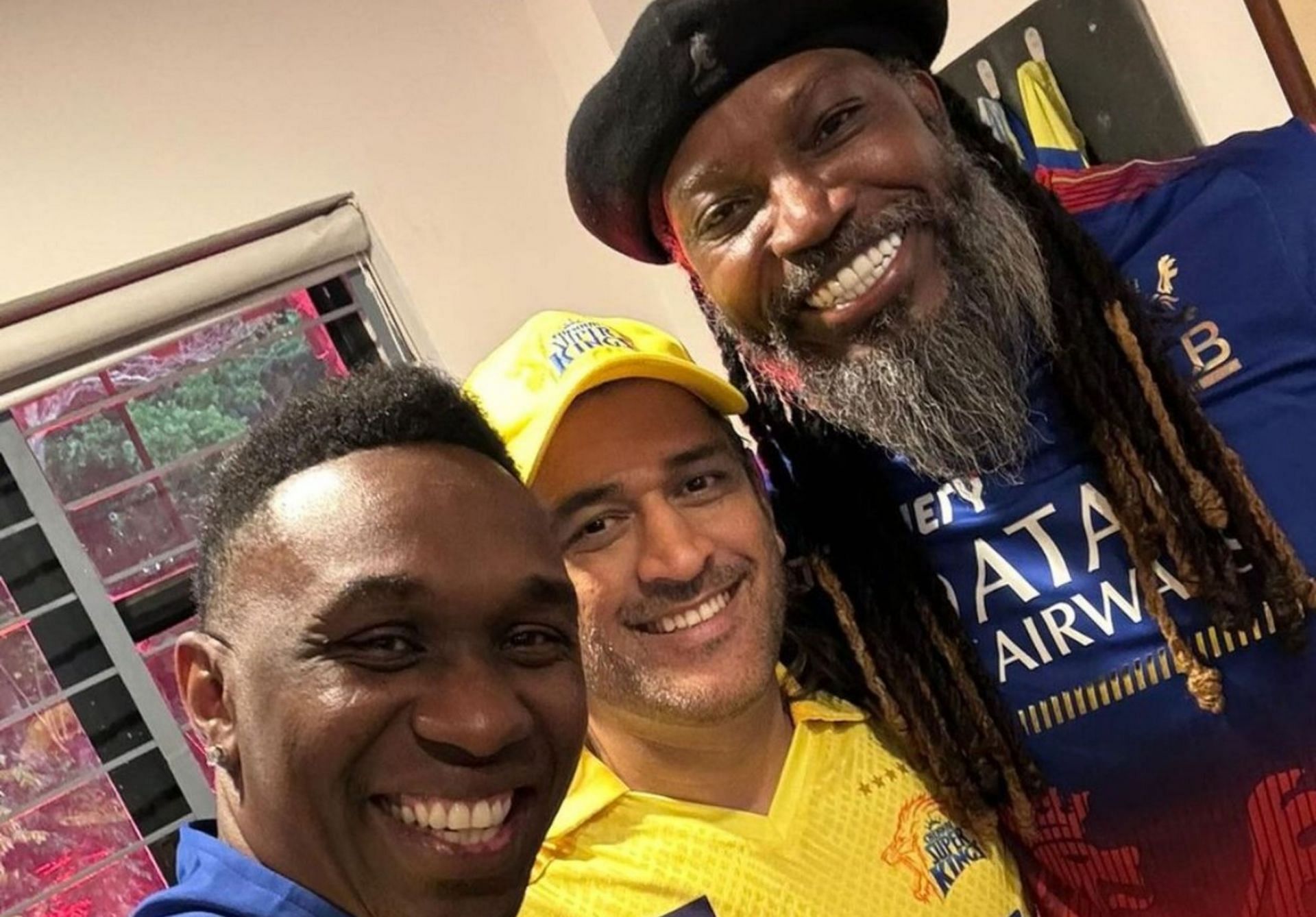 Dwayne Bravo, MS Dhoni, and Chris Gayle. 