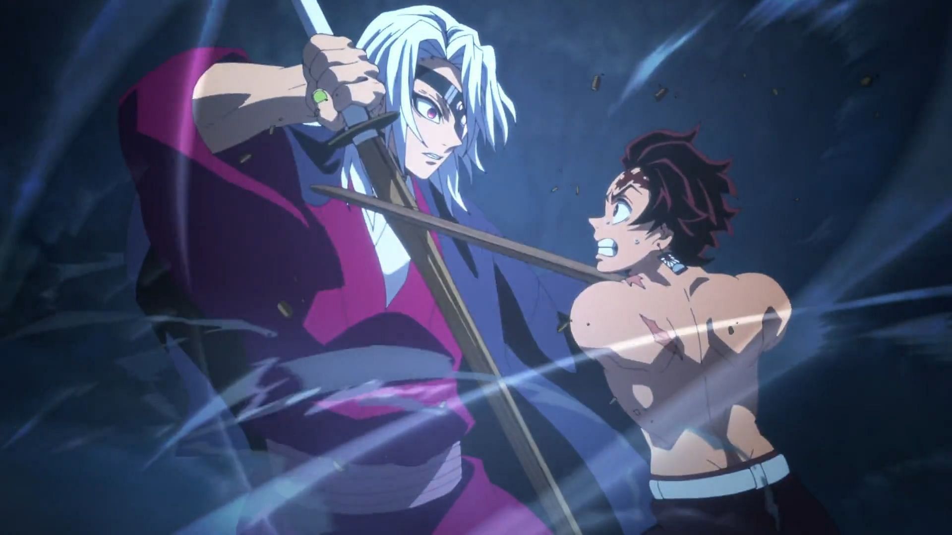 Tajiro and Uzui Tengen go up against each other (Image via Studio Ufotable)