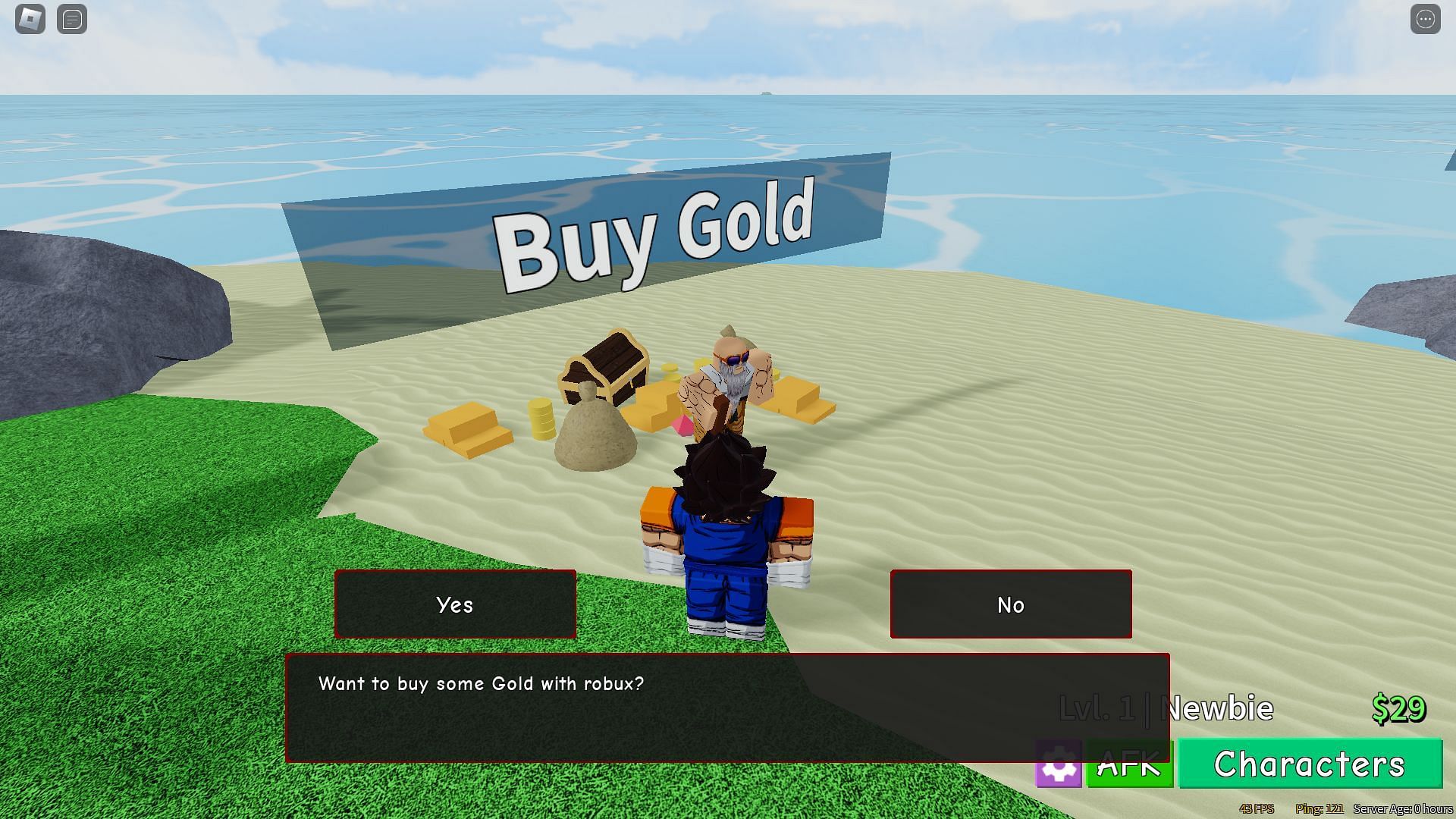 In-game gold shop (Image via Roblox)