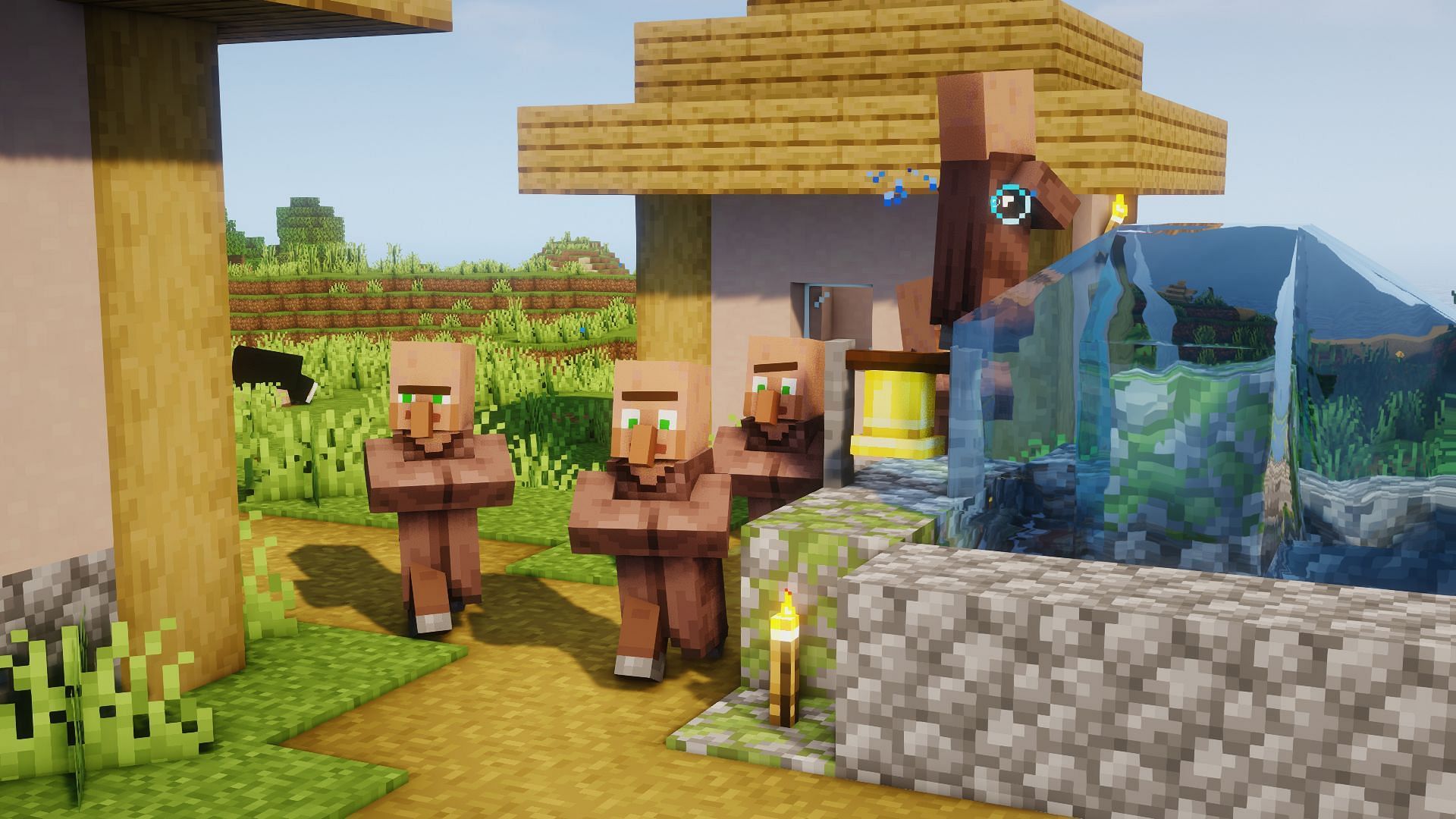 Panicking villagers in the Fresh Animations resource pack (Image via Mojang)