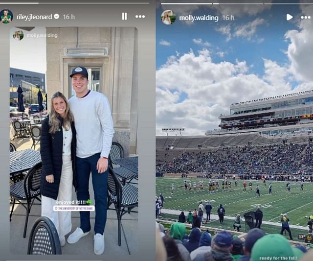 Photo Notre Dame Qb Riley Leonard Poses With Gf Molly Walding At