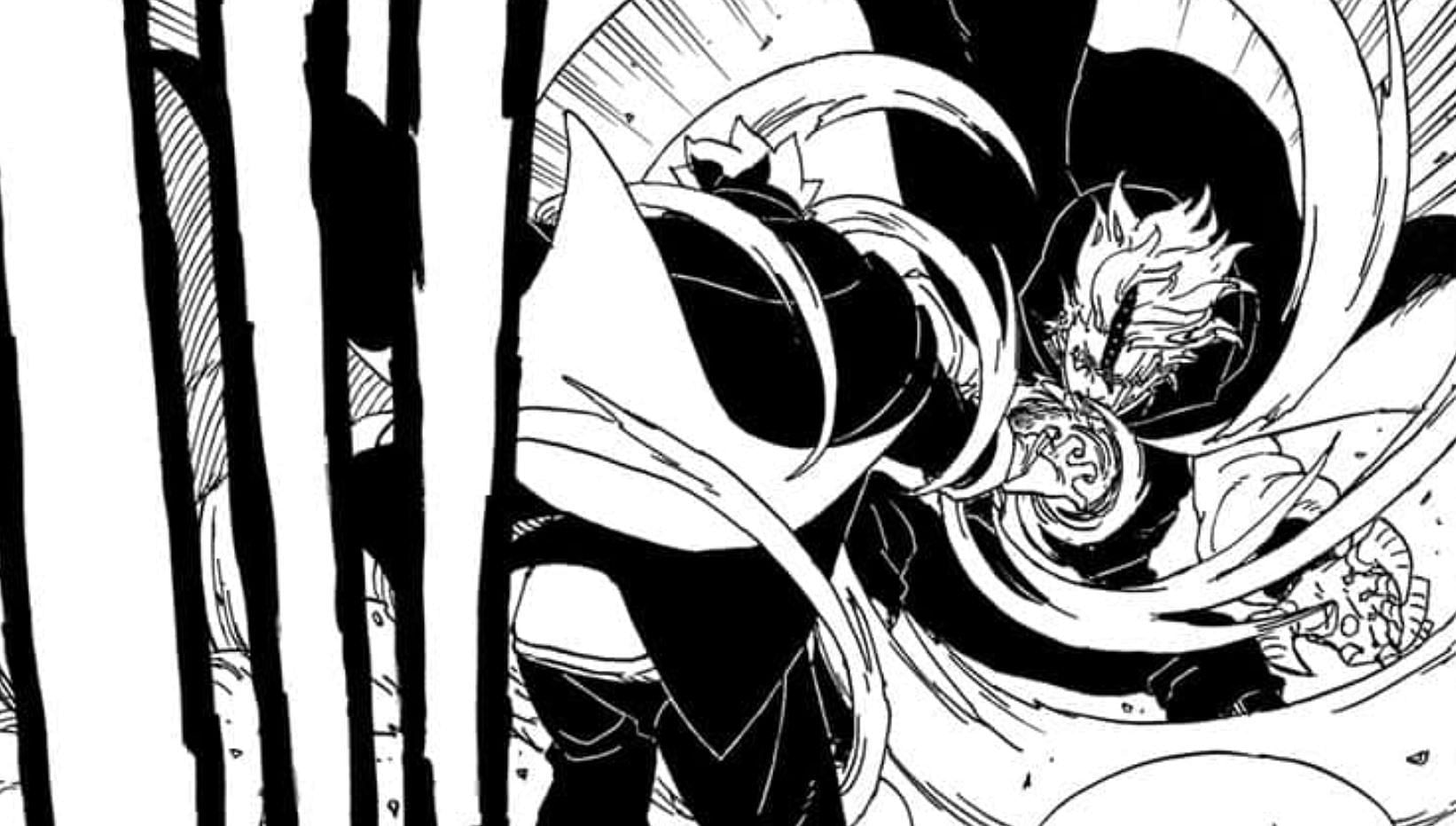 Boruto using Rasengan Uzuhiko on Code in Boruto: Two Blue Vortex manga (Image via Shueisha)