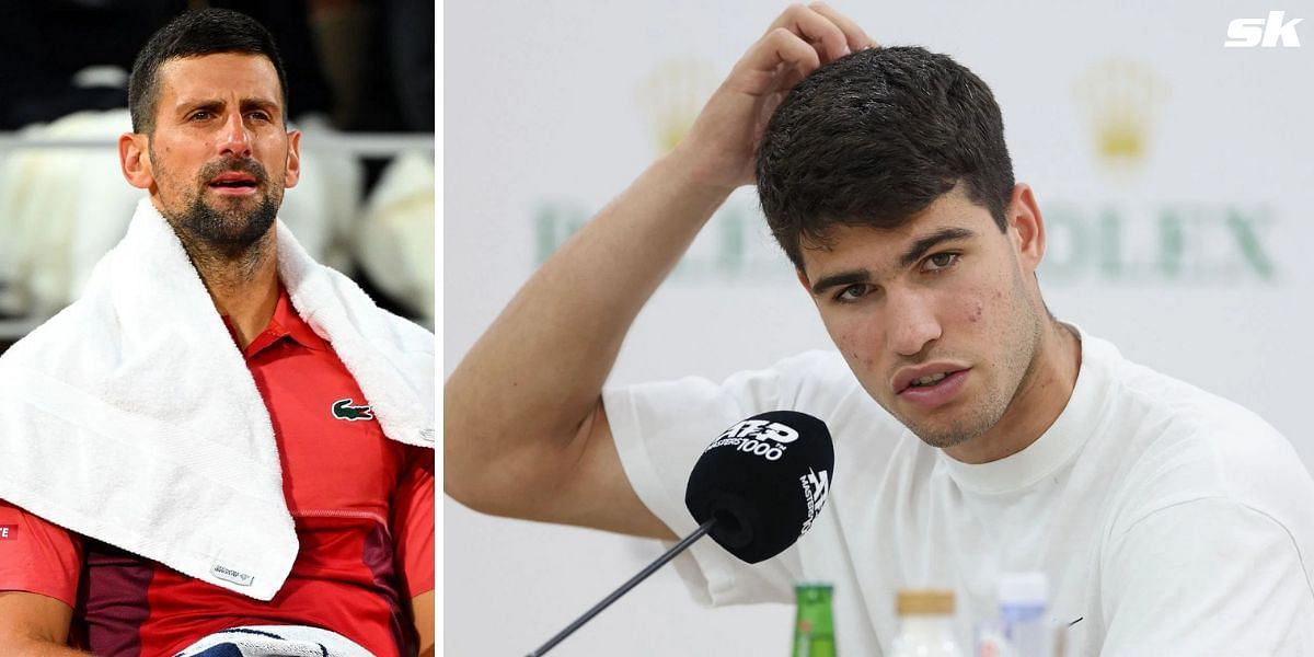 Novak Djokovic (L) and Carlos Alcaraz. Photos: Getty