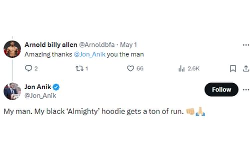 Tweets regarding Allen and Anik's interaction on X [Image courtesy: @Arnoldbfa and @Jon_Anik - X]