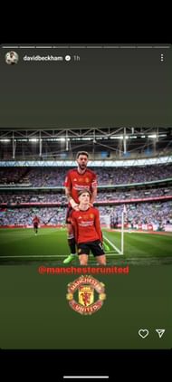 Alejandro Garnacho and Bruno Fernandes as posted on Instagram by David Beckham