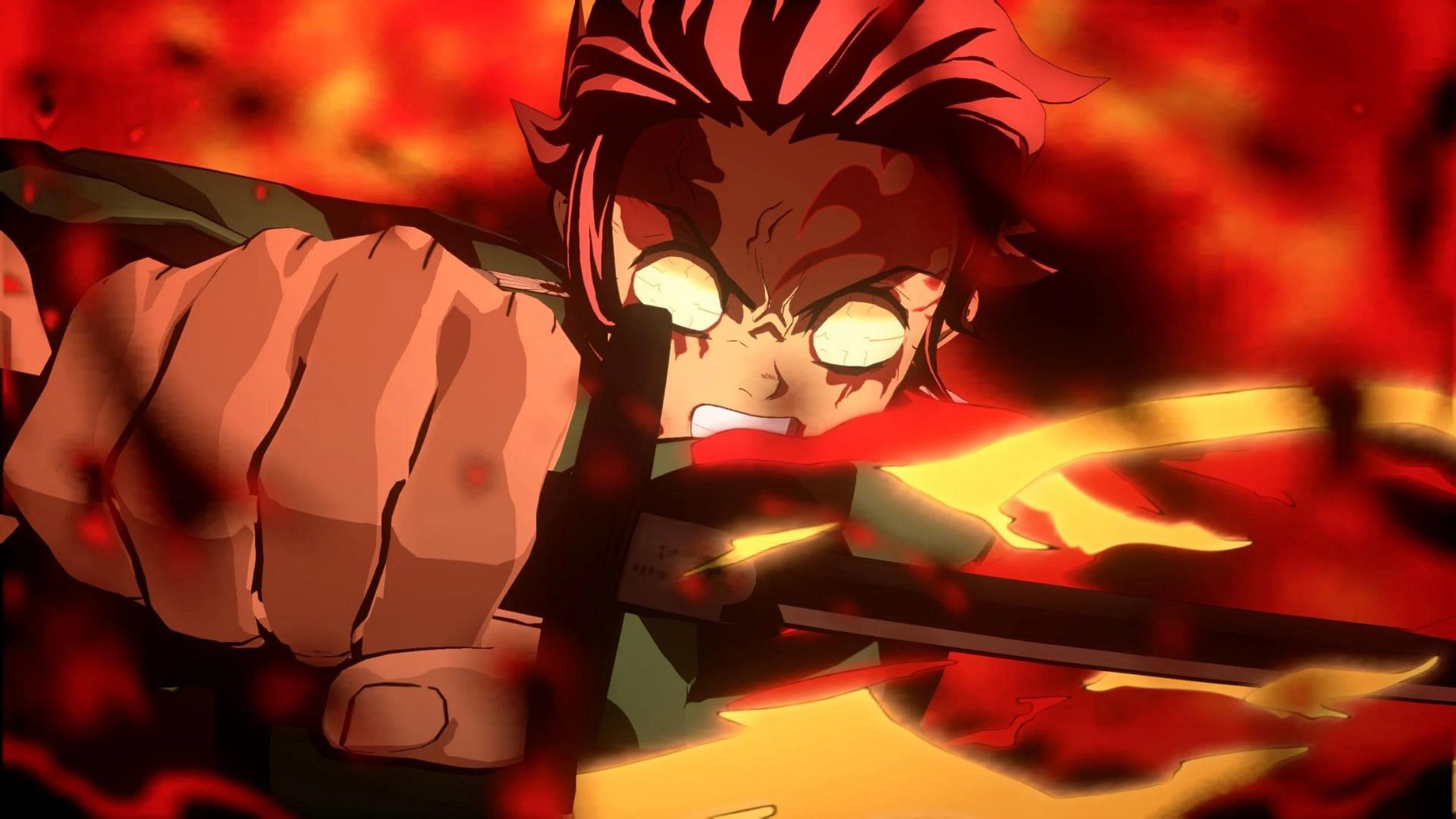 The Demon Slayer mark on Kamado Tanjiro (Image via Studio Ufotable)