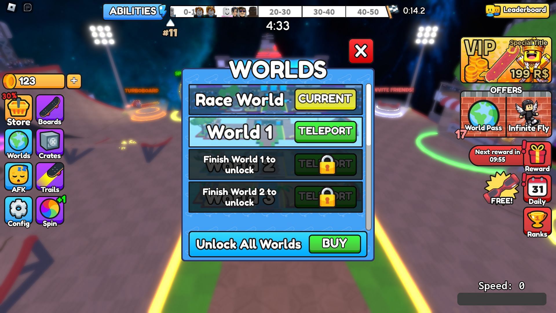 World selection screen (Image via Roblox)