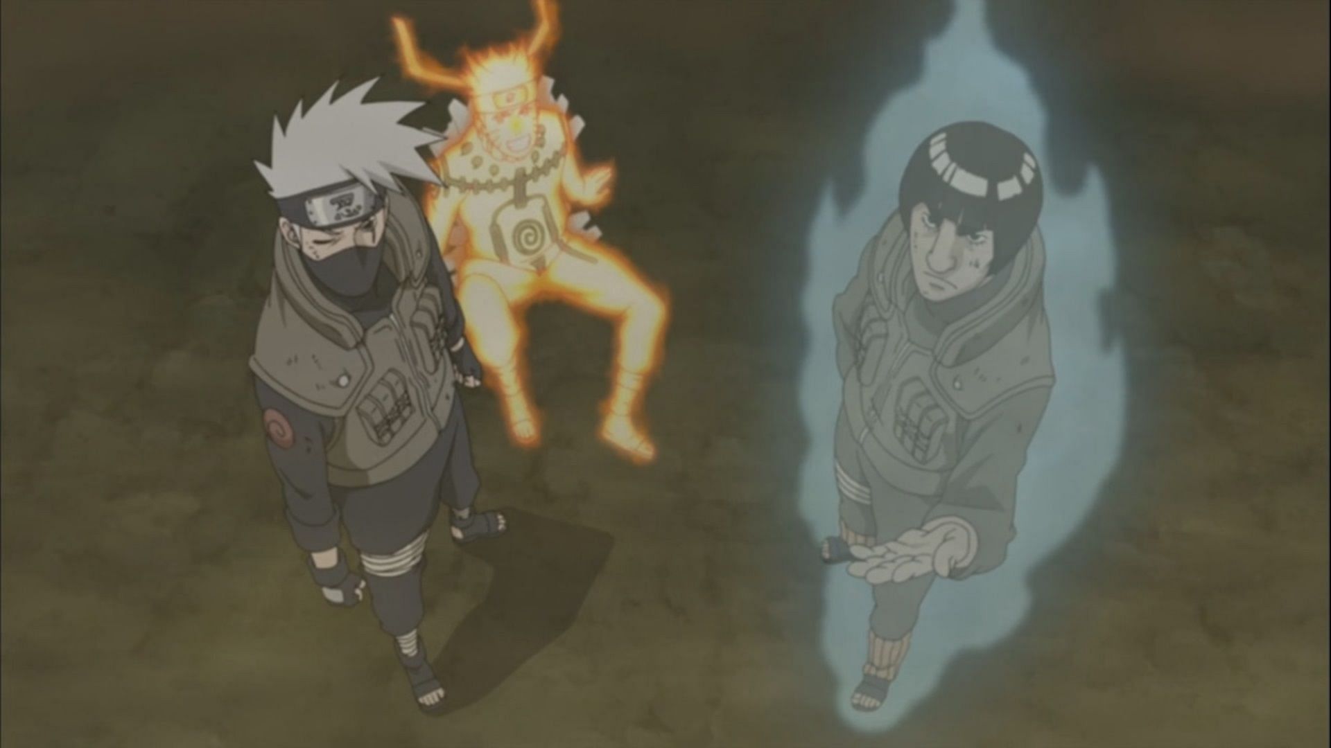 Kakashi and Guy arrive to help Naruto (Image via Studio Pierrot)