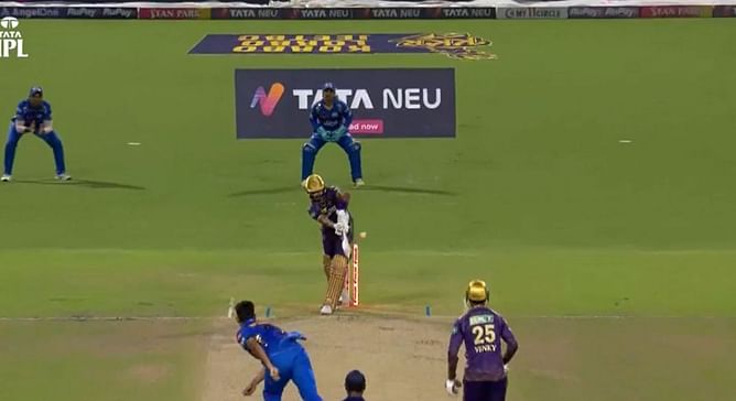 [Watch] Anshul Kamboj cleans up Shreyas Iyer behind his legs in KKR vs MI IPL 2024 encounter