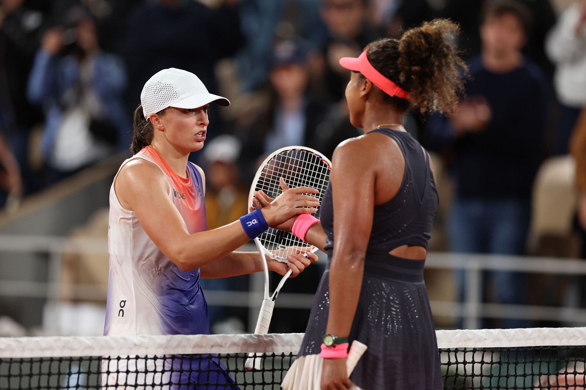 Iga Swiatek and Naomi Osaka at French Open 2024