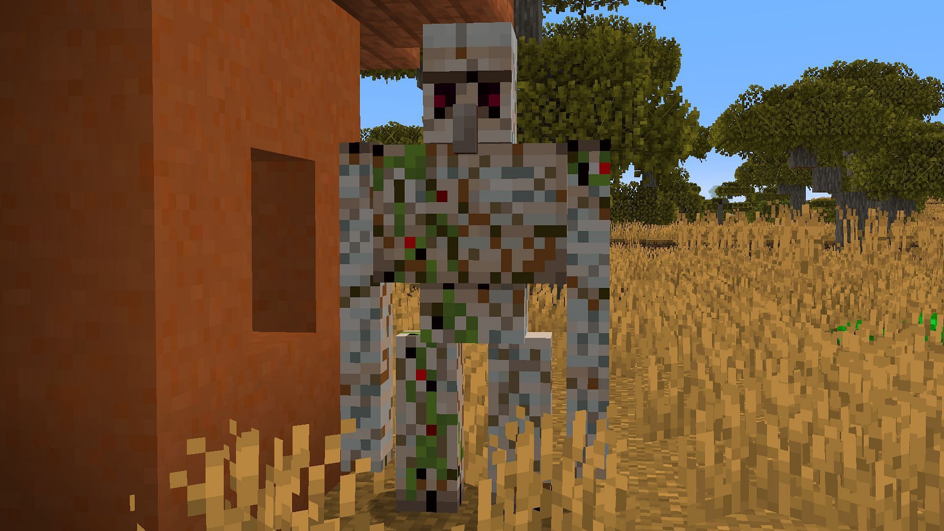 A very damaged Minecraft iron golem (Image via Mojang)