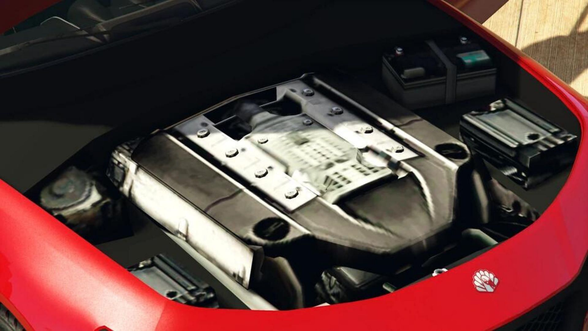 A glimpse of the Komoda&#039;s engine (Image via Rockstar Games || GTA Wiki)