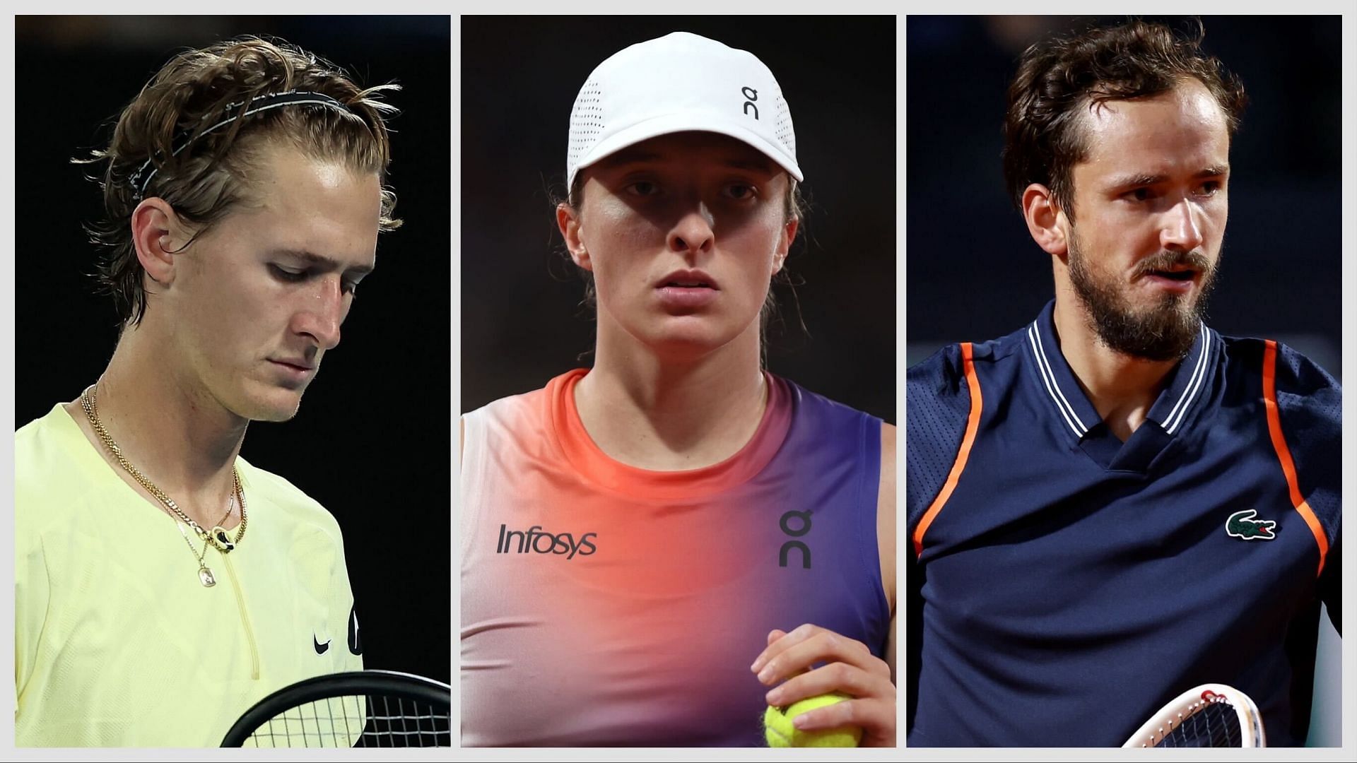 Sebastian Korda, Iga Swiatek, and Daniil Medvedev (Source: Getty)