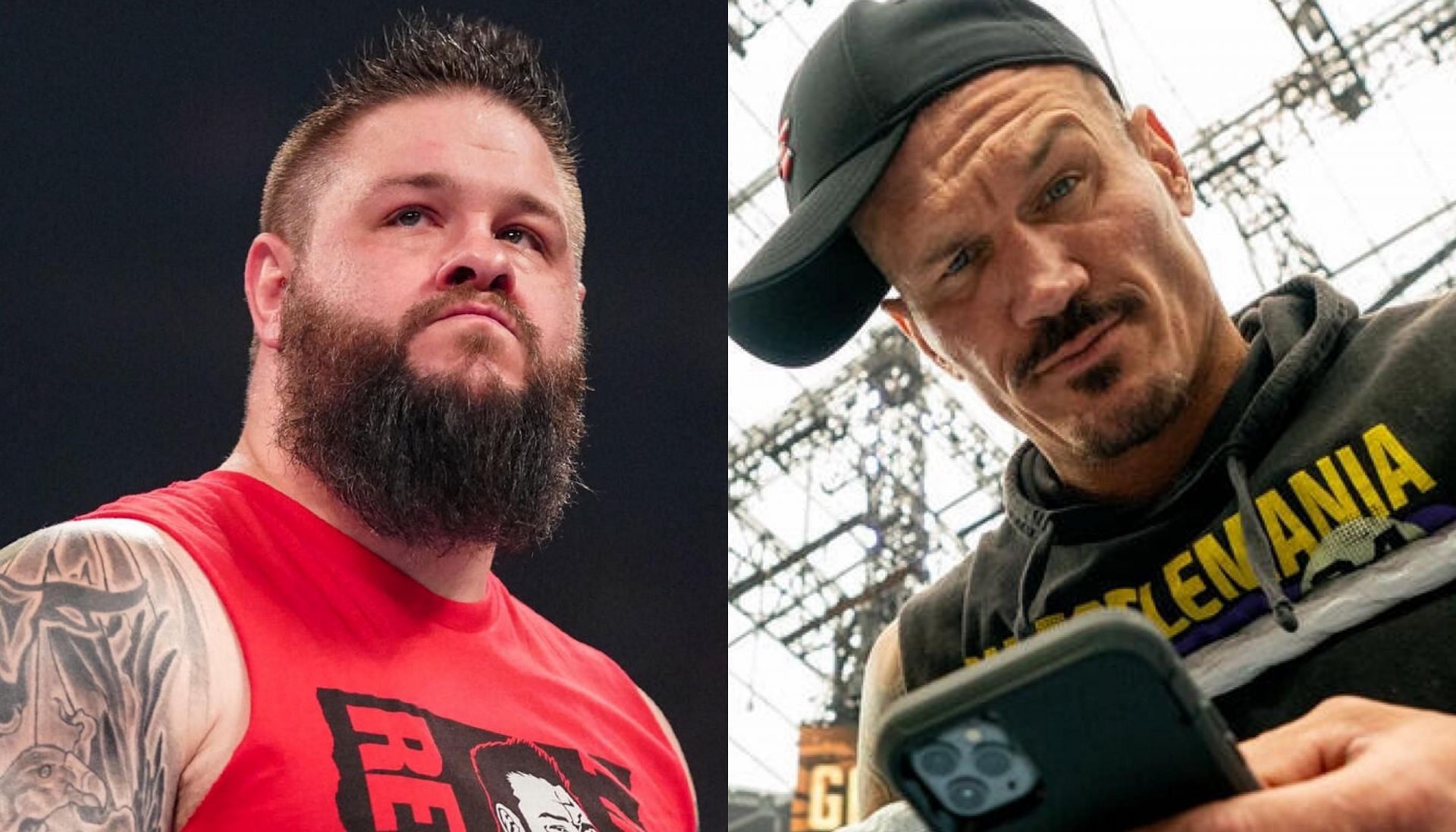 Kevin Owens (left), Randy Orton (right)