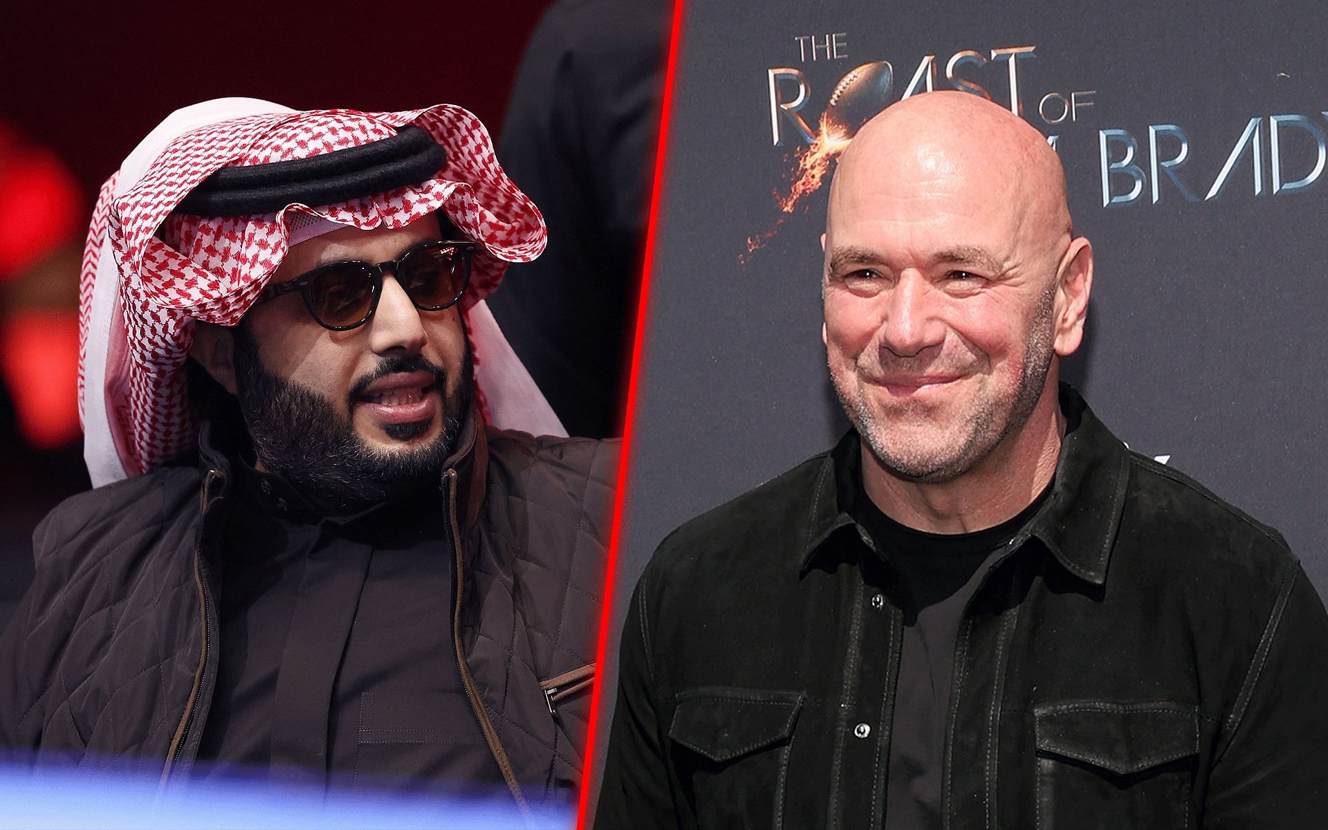 Turki Alalshikh (left) wants to make peace between Dana White (right) and veteran MMA reporter [Image via: Getty Images] 