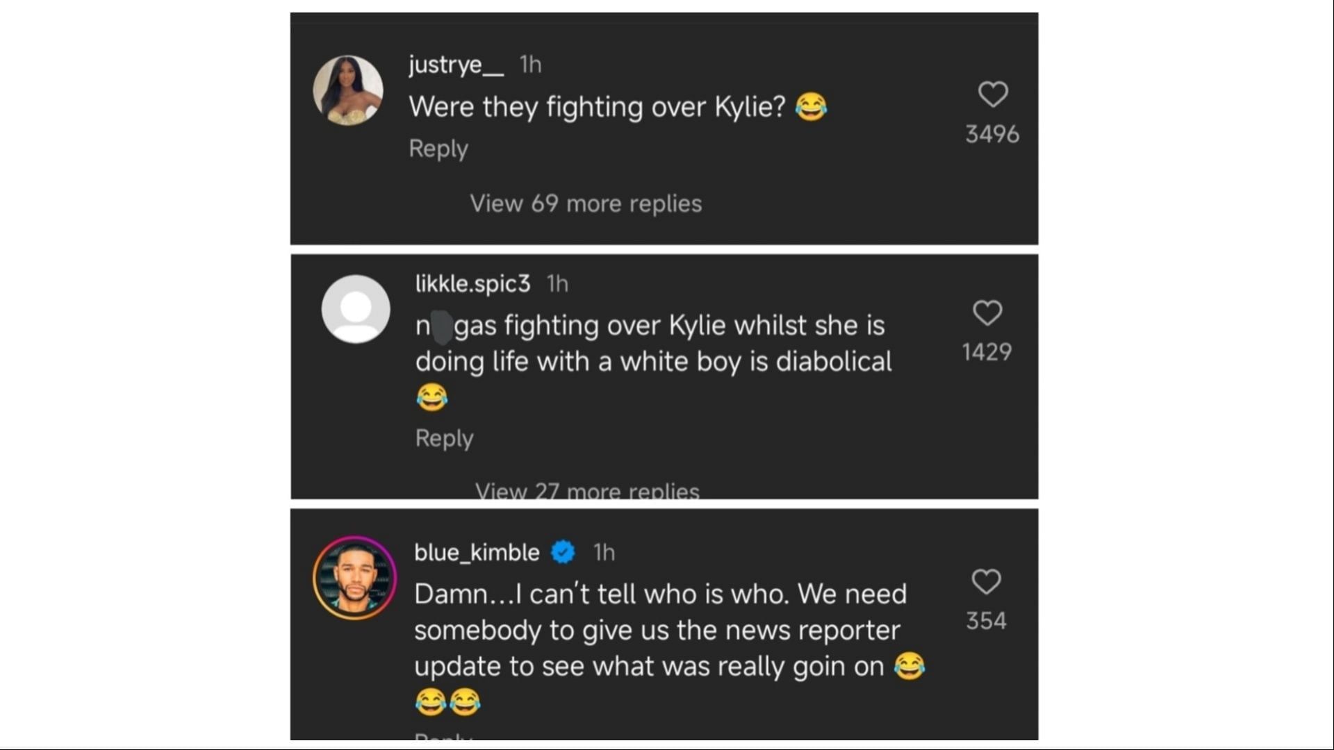 Netizens reacting to the viral video of Tyga And Travis Scott&#039;s alleged fight, (Image via Hollywood Unlocked/Instagram)