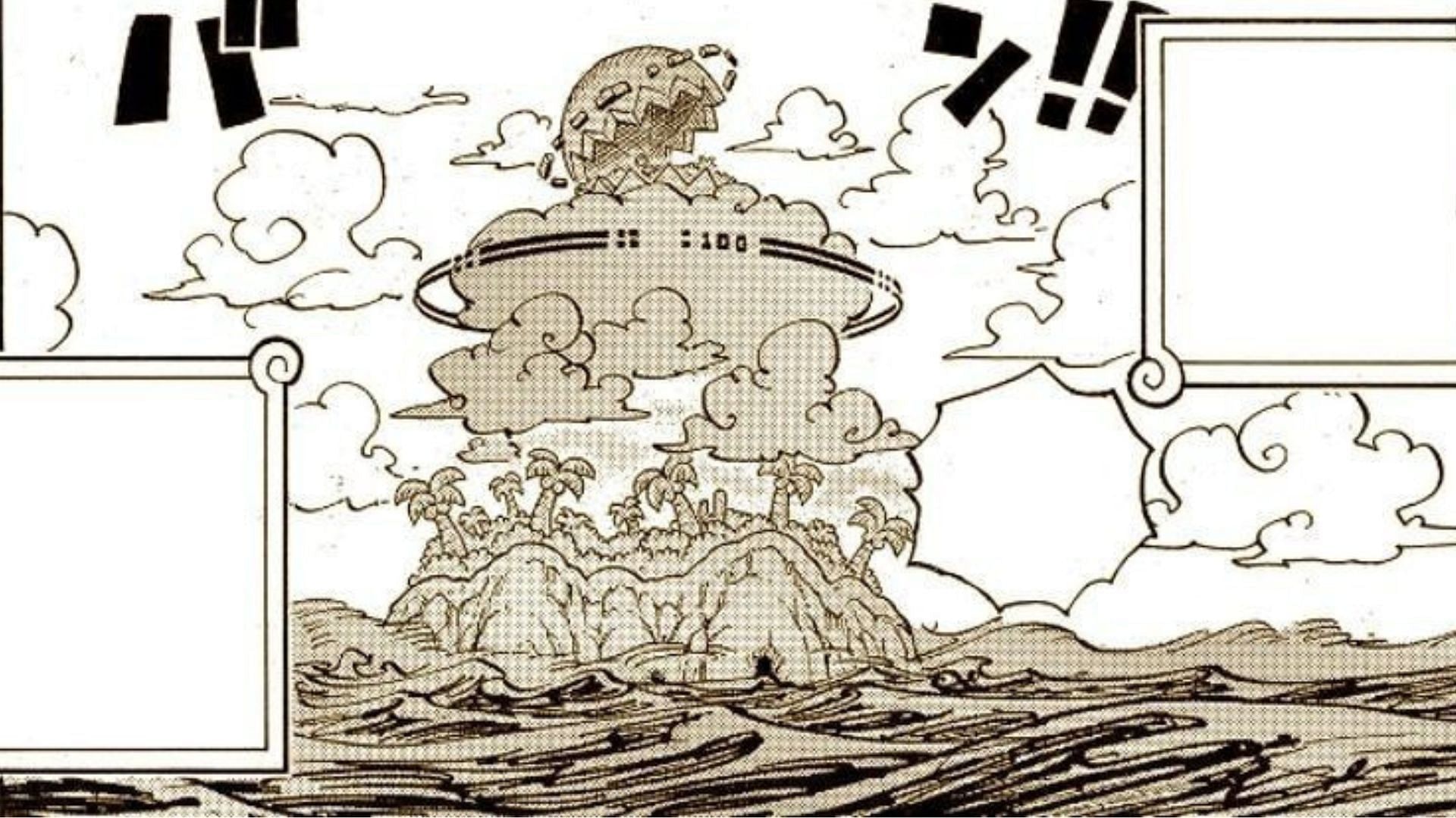 The Egghead Island has dense clouds around it (Image via Shueisha)