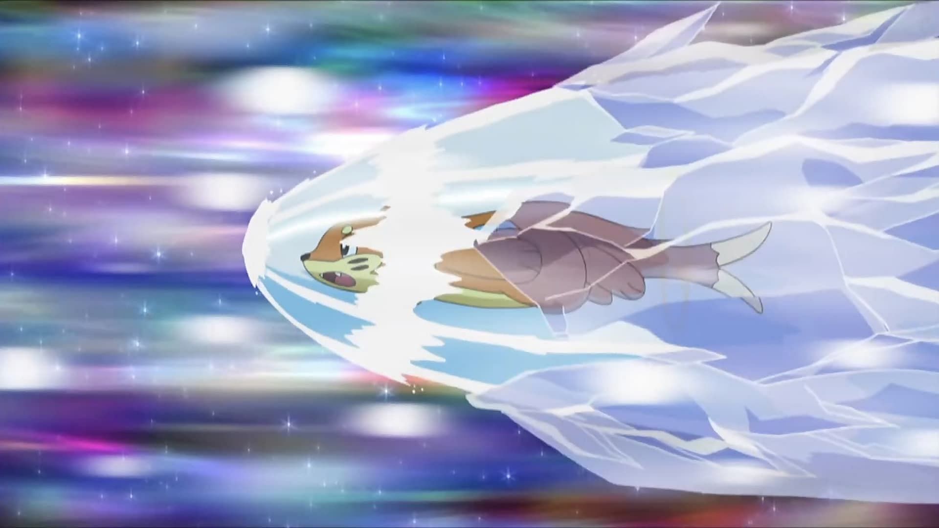 Fusion of two moves; Ice Aqua Jet as seen in the anime (Image via TPC)