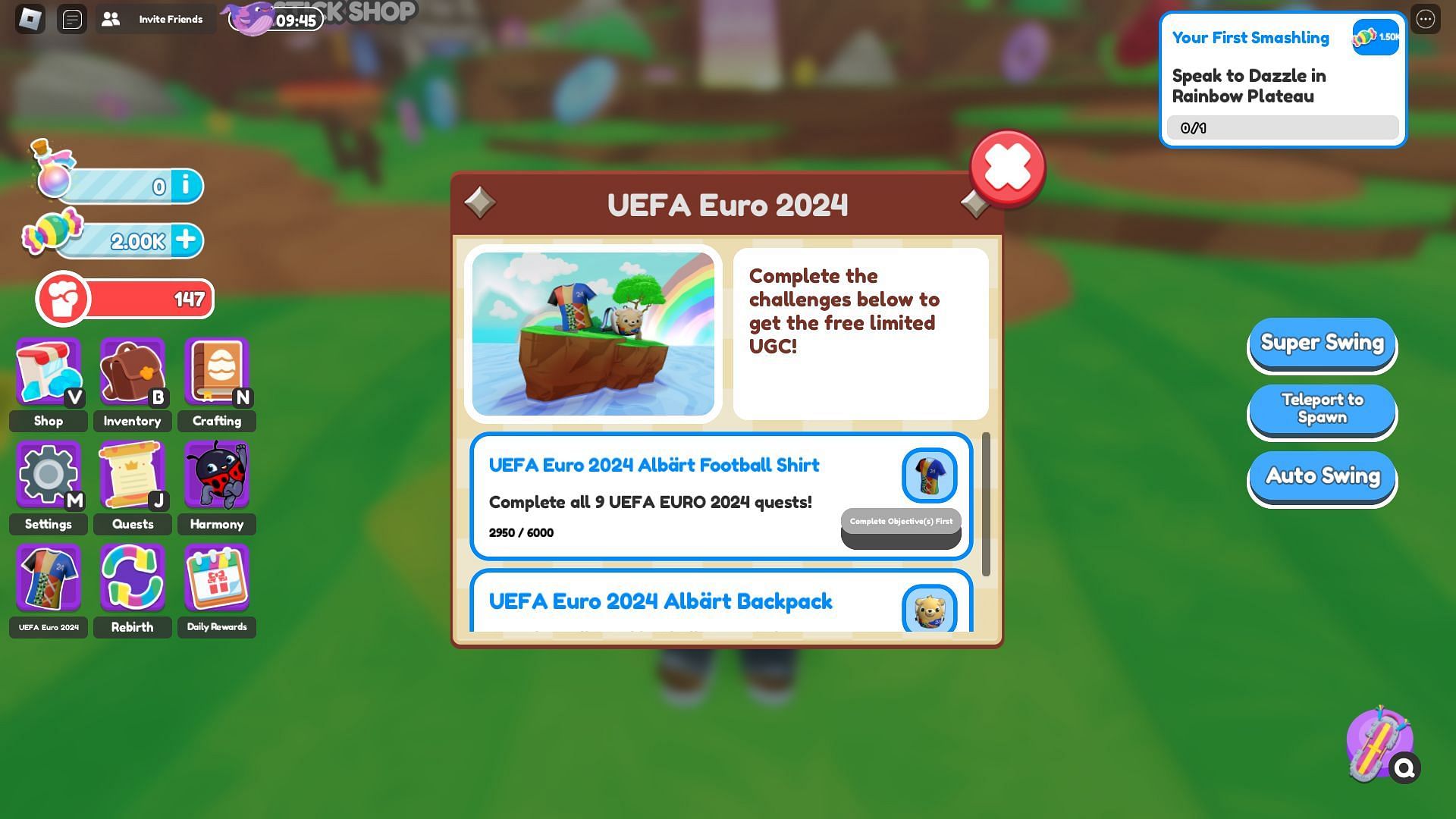 UEFA Euro 2024 quest progress tracker (Image via Roblox)