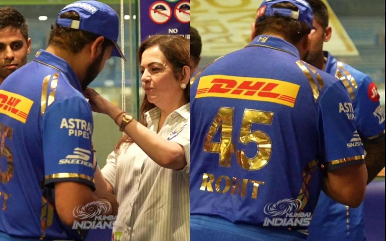 रोहित शर्मा का ड्रेसिंग रूम में हुआ सम्मान (Photo Courtesy: Mumbai Indians X)                               