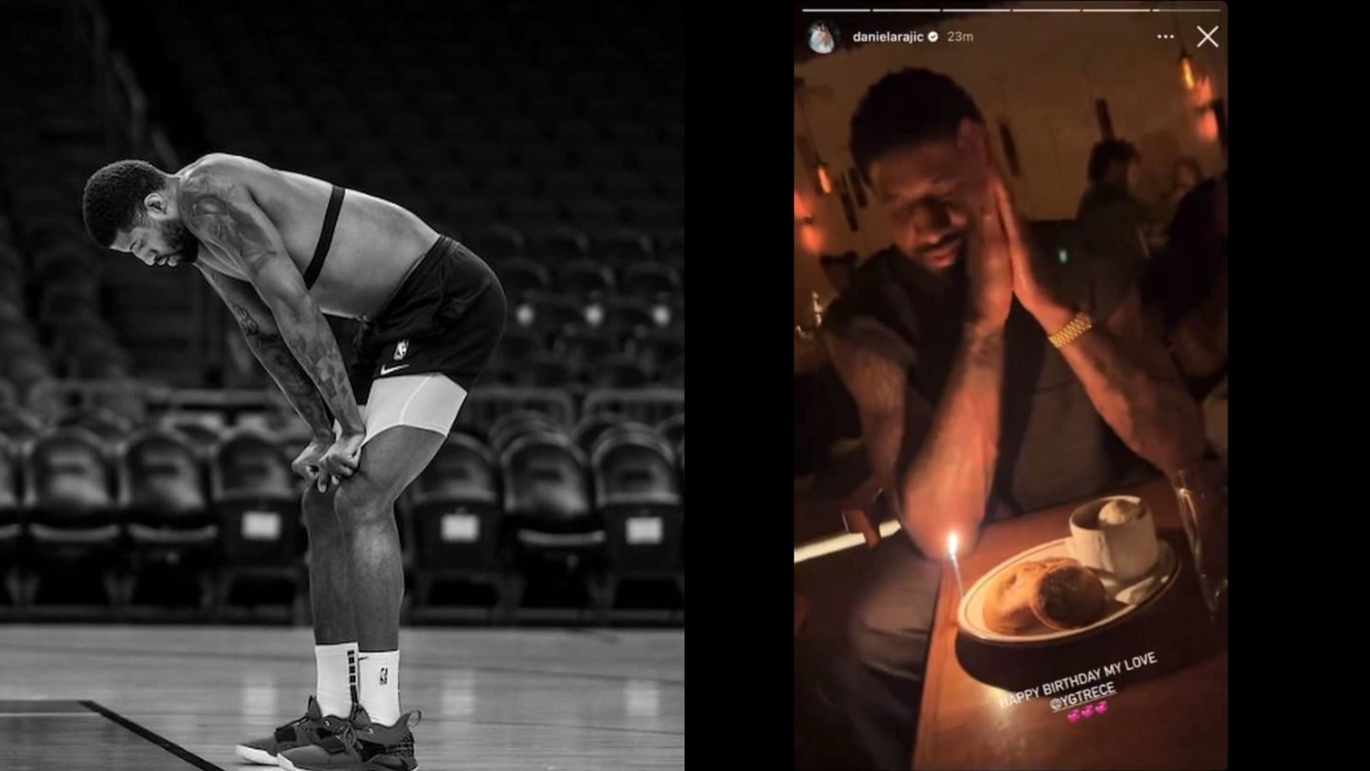 Paul George celebrates birthday while Mavs rookie Dereck Lively II is in the same restaurant