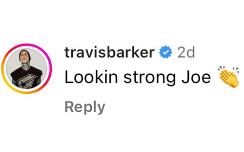 Barker's Instagram comment