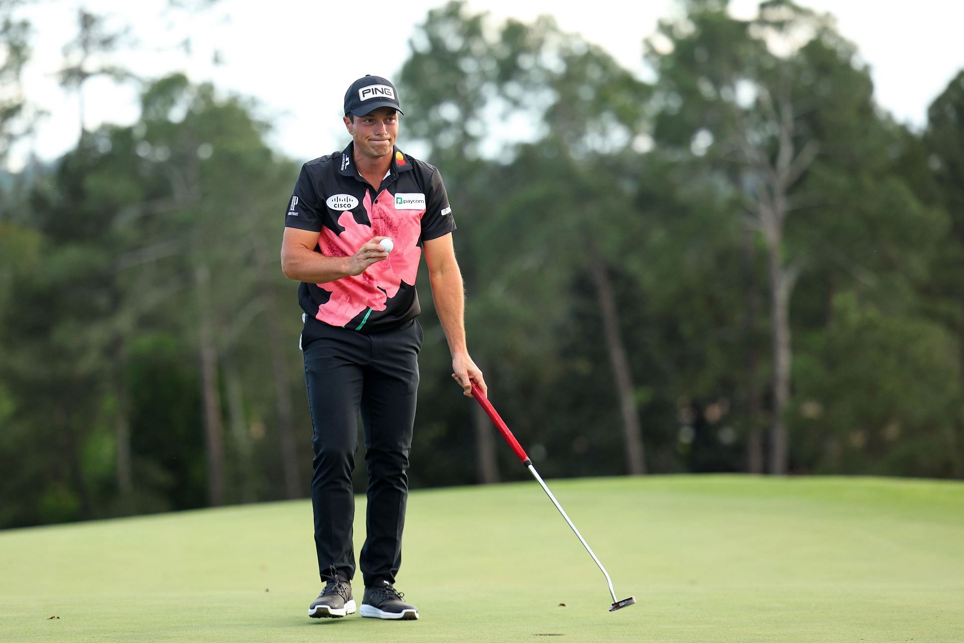 Viktor Hovalnd during the Masters