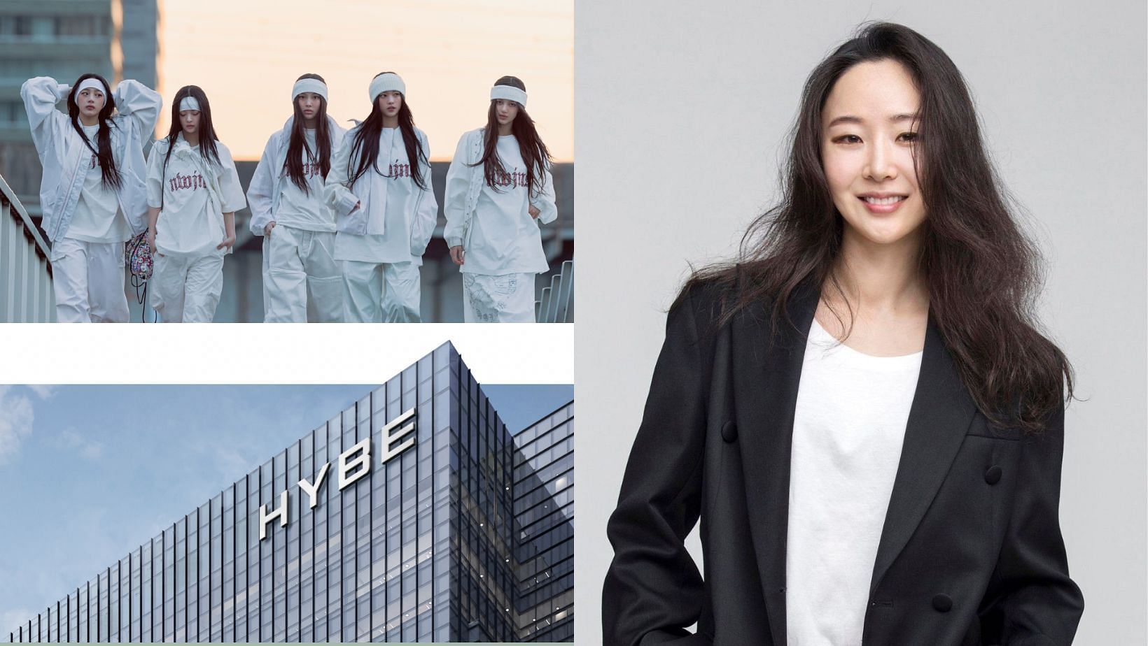 Min Hee-jin reported to have requested NewJeans&rsquo; contract termination rights in early 2024. (Images via X/@NewJeans_ADOR, @WinterMoon1013 and HYBE website)